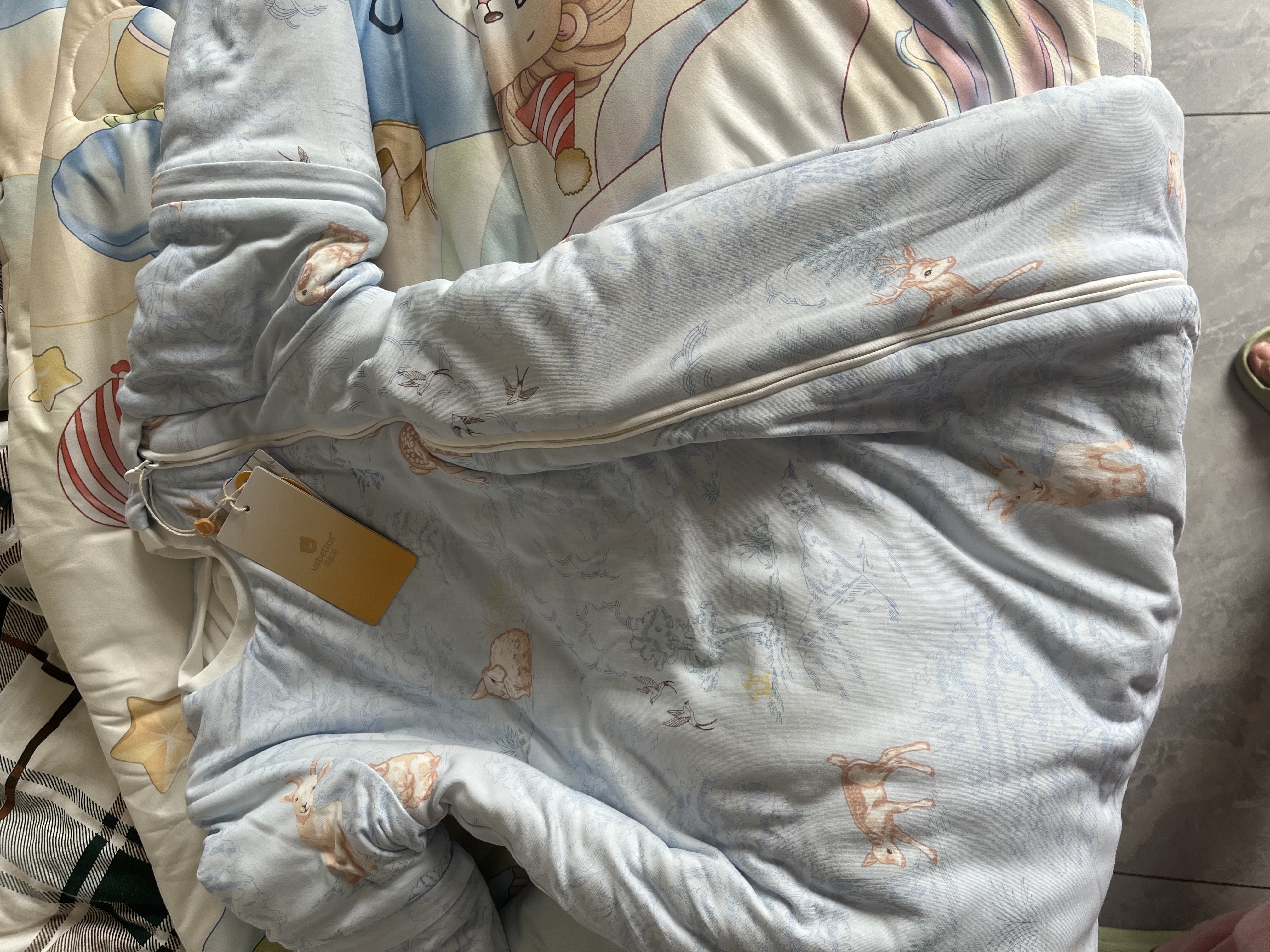 贝肽斯婴儿睡袋暖姜3.0儿童一体睡袋婴幼儿防踢被睡衣秋冬加厚 原野M 实拍图