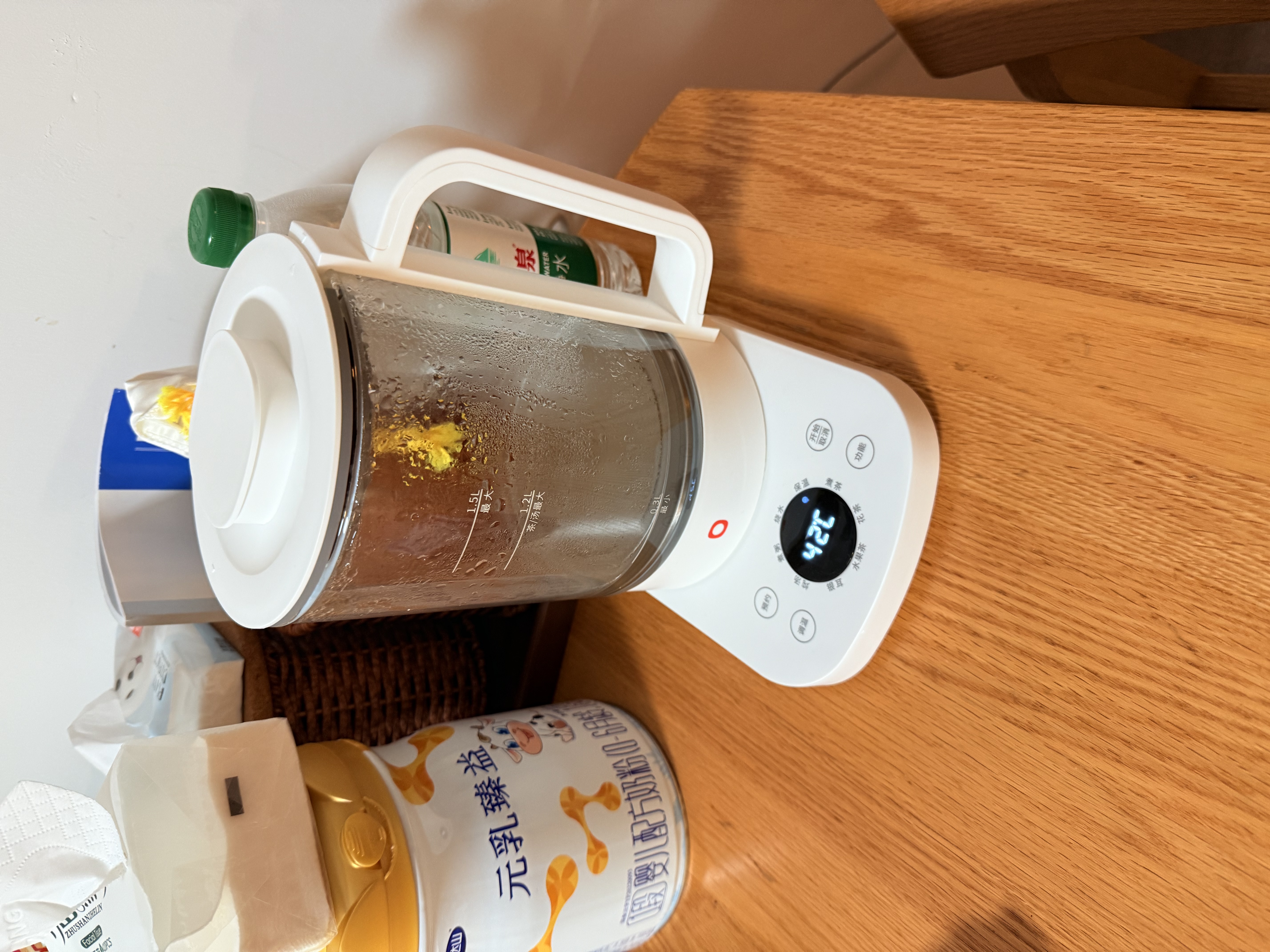 京东京造99%纯钛0涂层0胶水养生壶 1.5L煮茶壶11段恒温烧水壶 大容量电热水壶 健康茶篮煮茶器1000W速热 实拍图