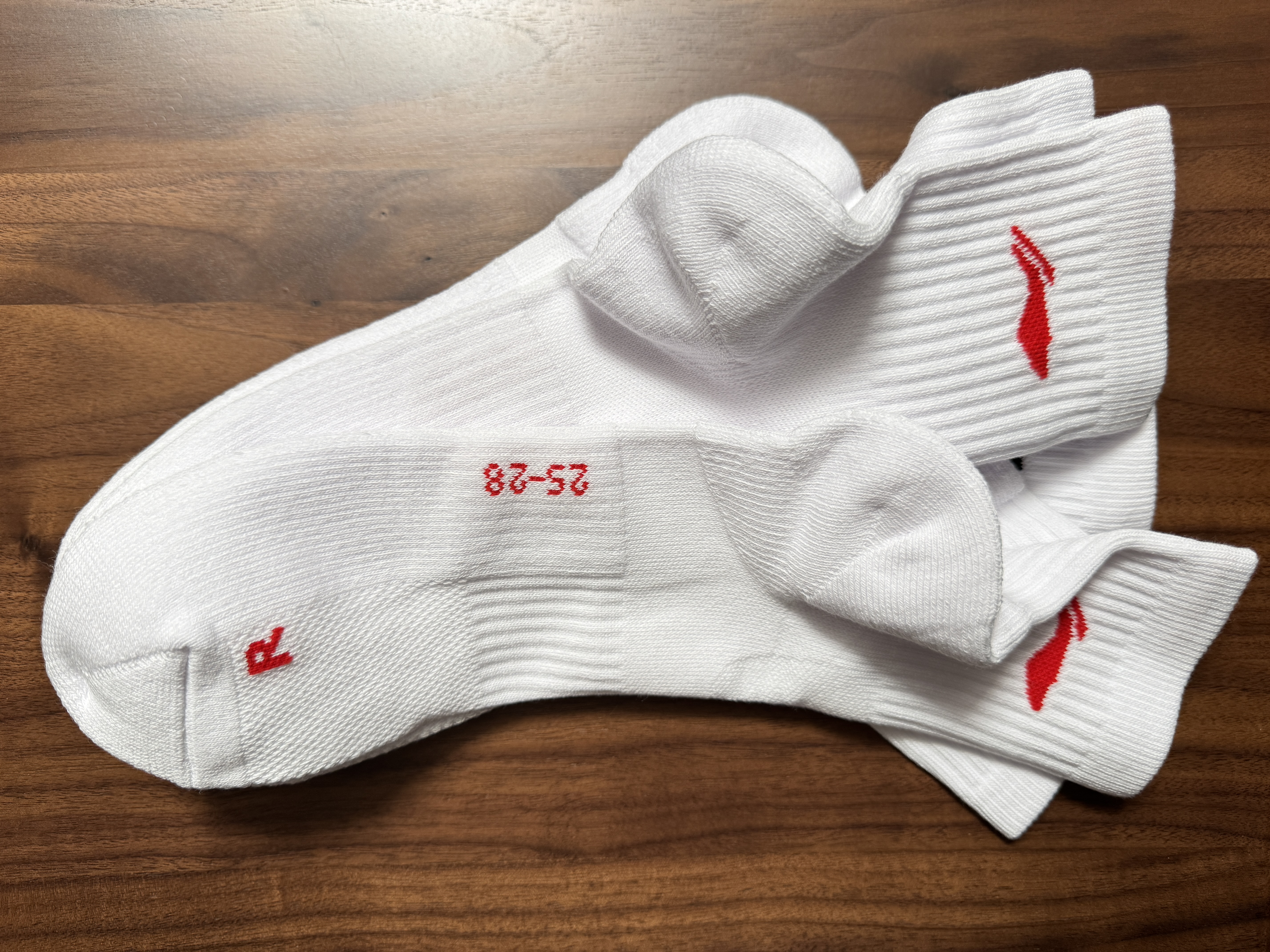 李宁（LI-NING）羽毛球袜中筒运动长袜男款毛巾袜吸湿排汗AWTS003-2三双装白色 实拍图