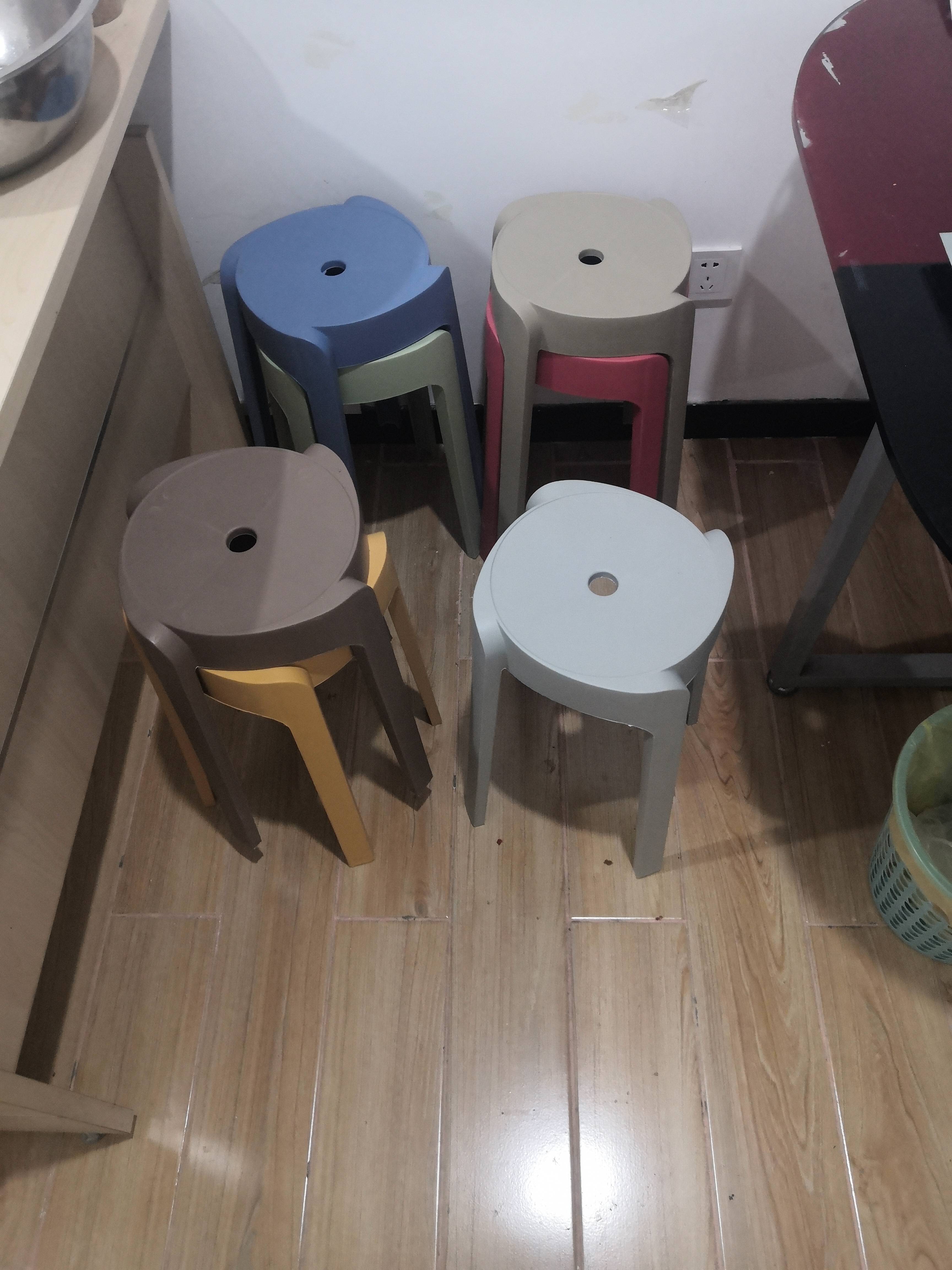 树浩家用塑料加厚凳子可叠放餐椅网红风车餐桌椅子现代简约餐厅书桌用 L.HF升级加强PP材料29cm面-浅绿 实拍图
