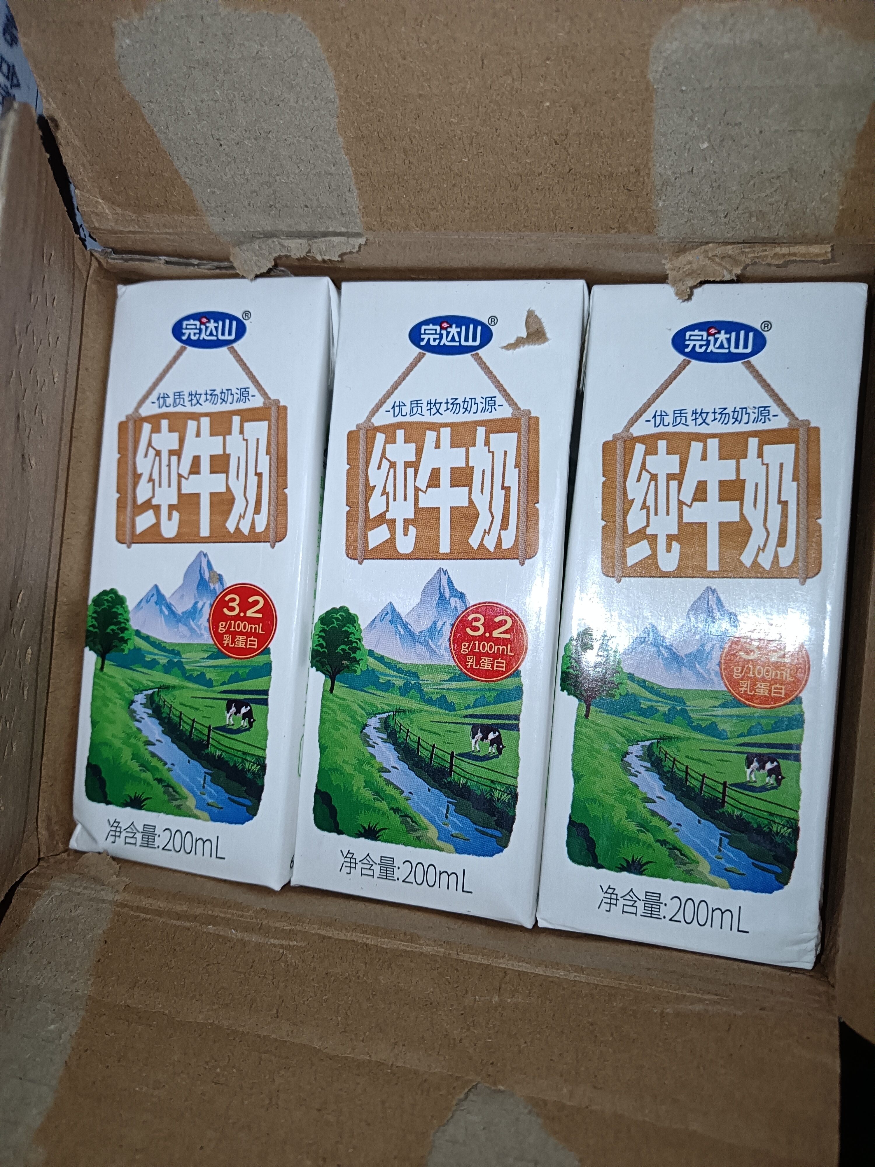 完达山生牛乳纯牛奶200ml*24盒 3.2g蛋白 家庭早餐奶学生奶 实拍图