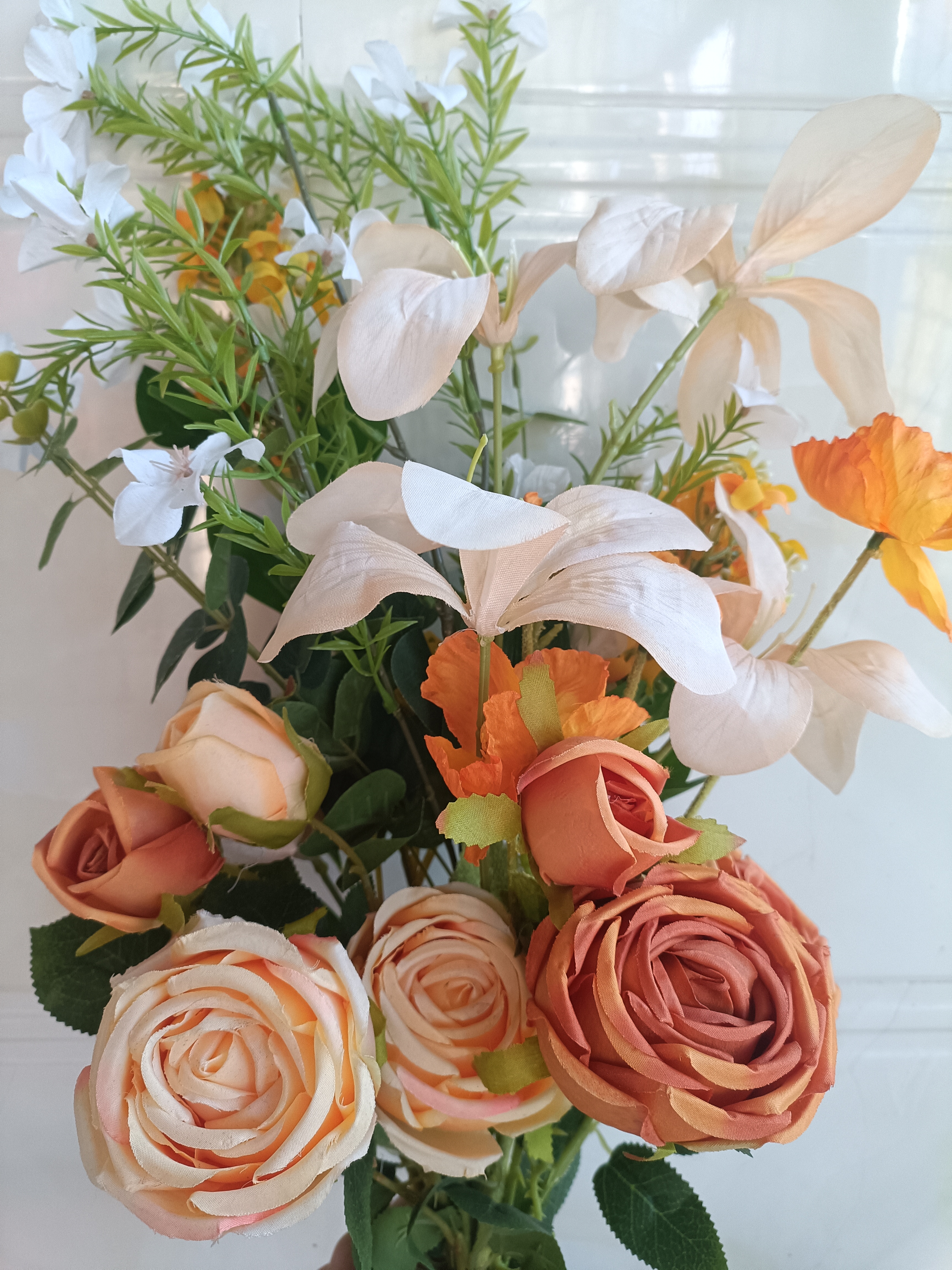 京东鲜花仿真绢花花束橘色玫瑰花假花拍照手捧花民宿酒店插花摆设装饰轻奢 实拍图