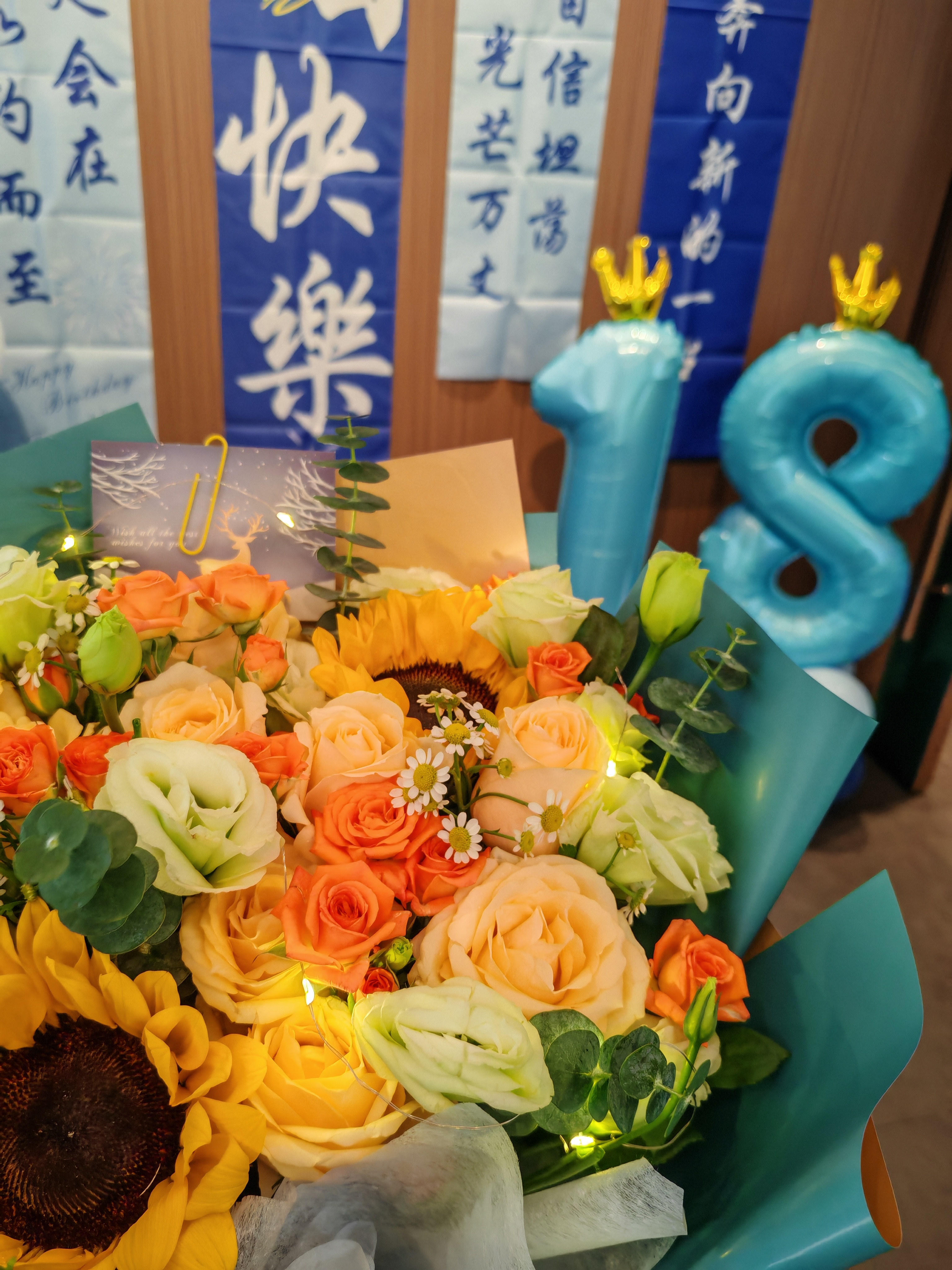 艾斯维娜鲜花速递向日葵混搭花束生日礼物全国同城配送 向日葵香槟韩式花束 实拍图