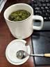 传旗 陶瓷马克杯 带勺盖咖啡牛奶早餐杯办公水杯男女茶杯 描金白400ml 实拍图