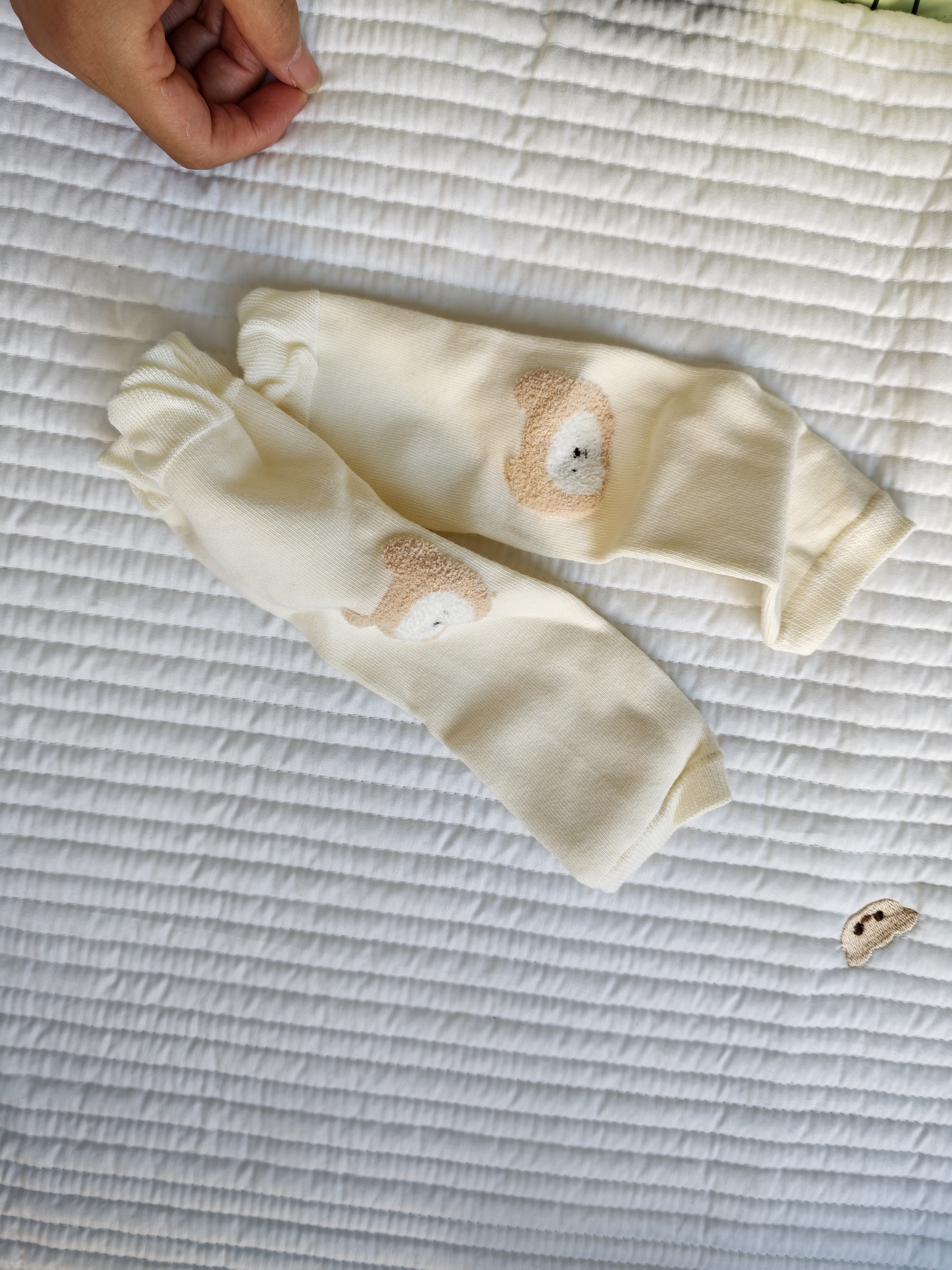 爱宝适宝宝长筒爬行护膝袜春秋款0-3岁婴儿长款护腿袜套2双装T394 实拍图