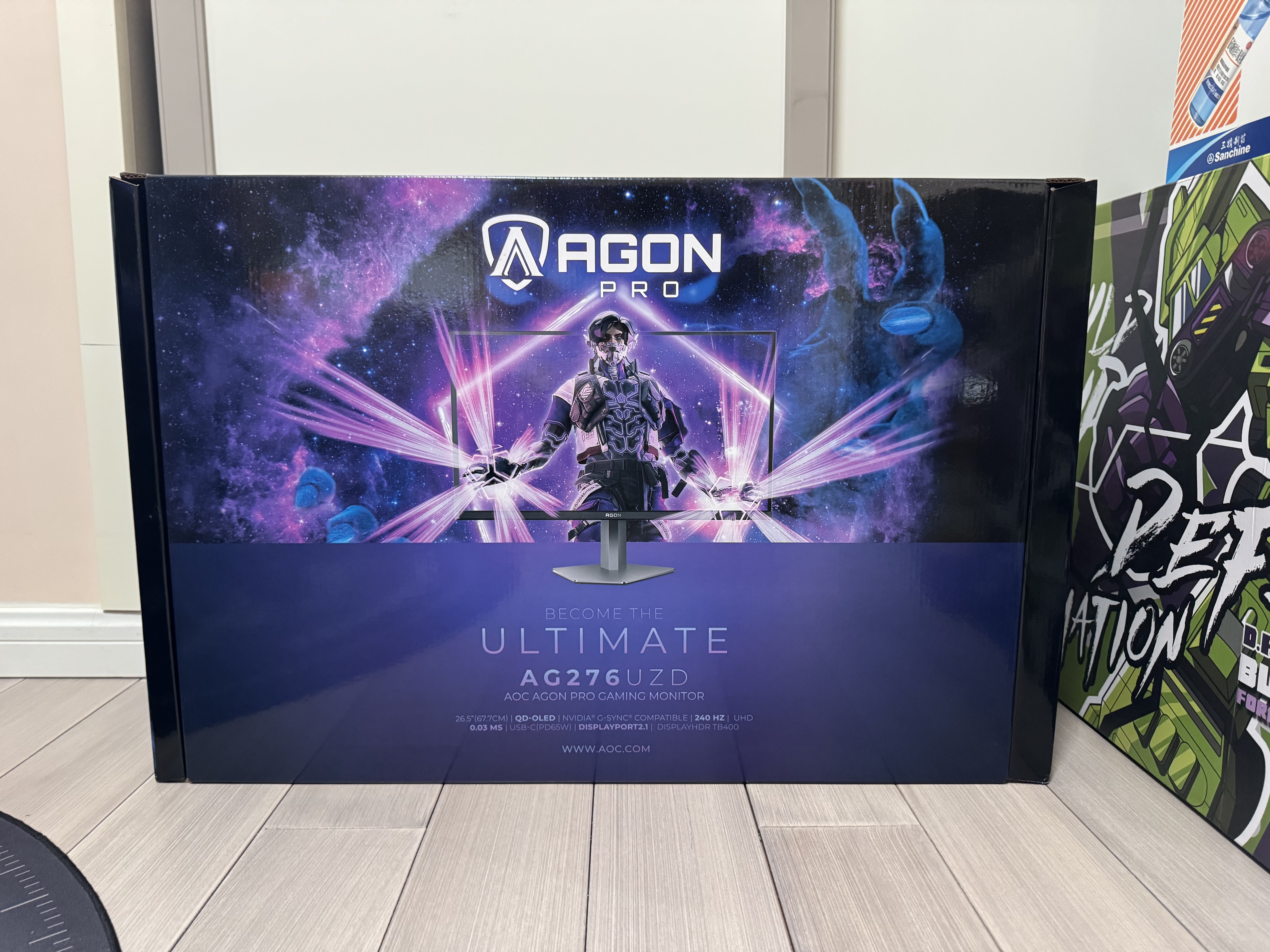 AOC爱攻昊天Max 27英寸QD-OLED Gen.3五层堆叠 4K240Hz 10Bit  DP2.1  0.03ms低蓝电竞显示器AG276UZD 实拍图