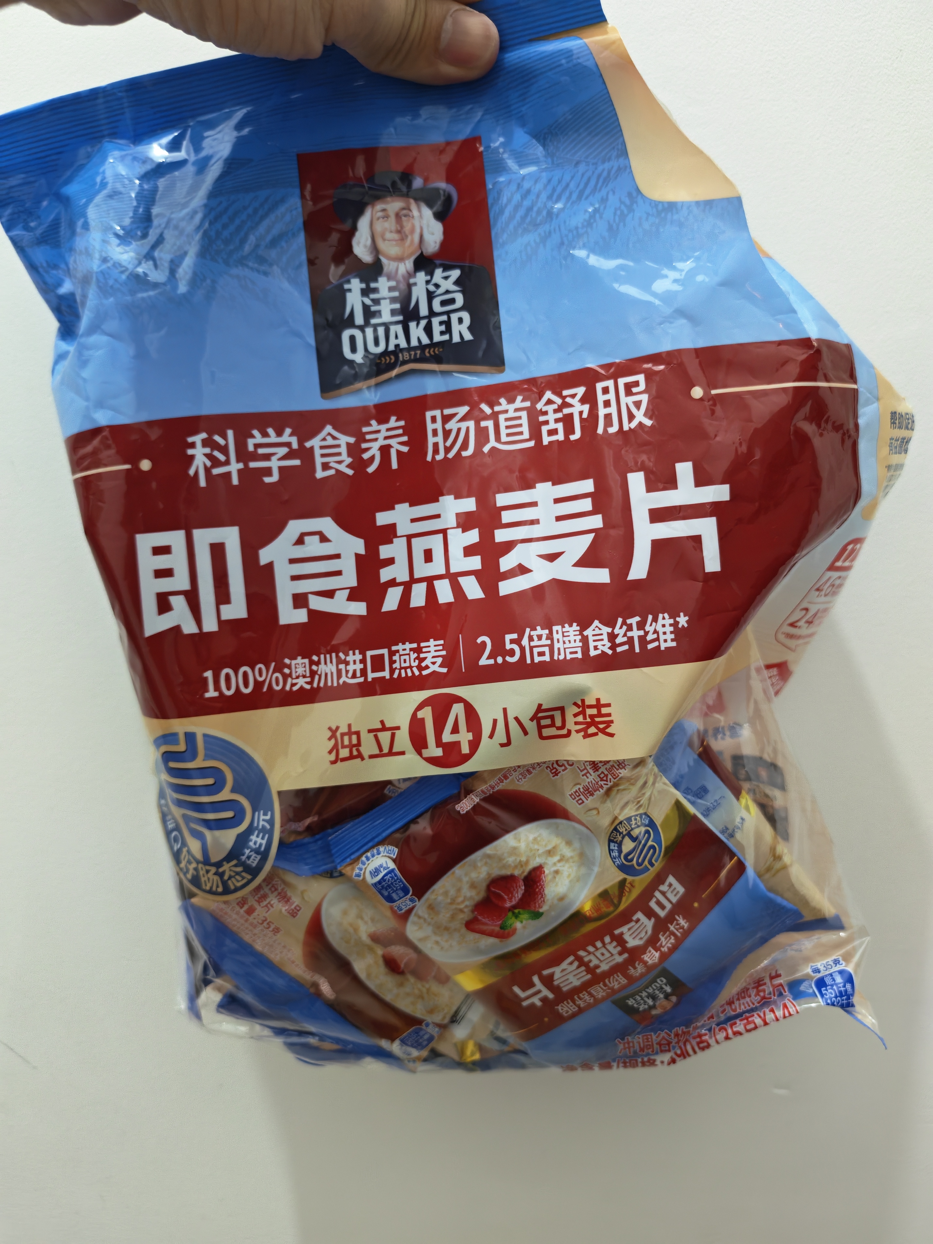 桂格（QUAKER）即食燕麦片490克 （35g*14袋） 营养早餐 膳食纤维 实拍图