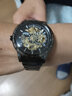 澳利时（AOLISHI）手表男全自动机械表镂空防水男士手表时尚潮流学生夜光休闲男腕表 黑壳黑面金机芯-黑钢带 实拍图