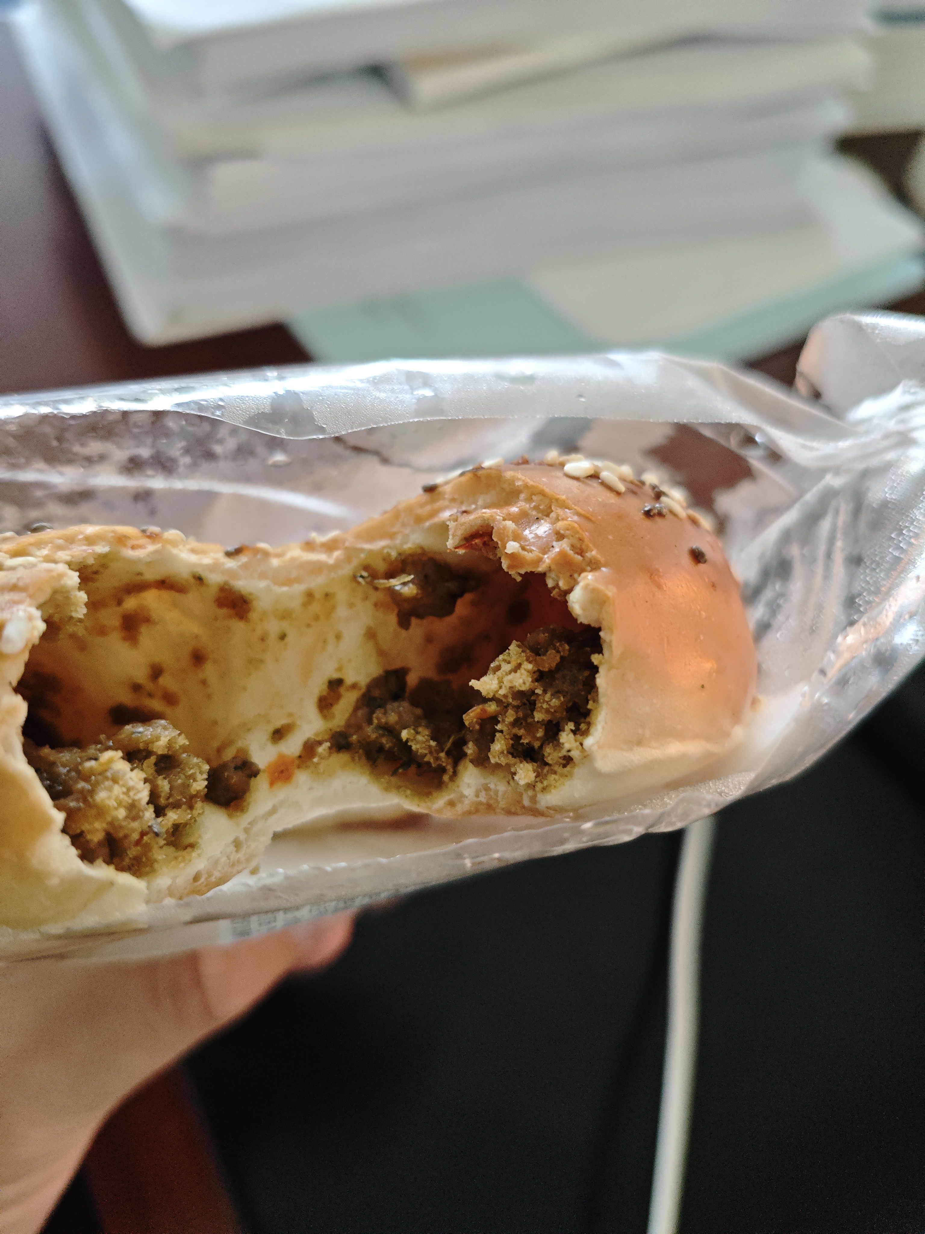 鲜京采泰式打抛猪肉贝果早餐全麦面包手作面包零食代餐80g/枚 1枚装 实拍图