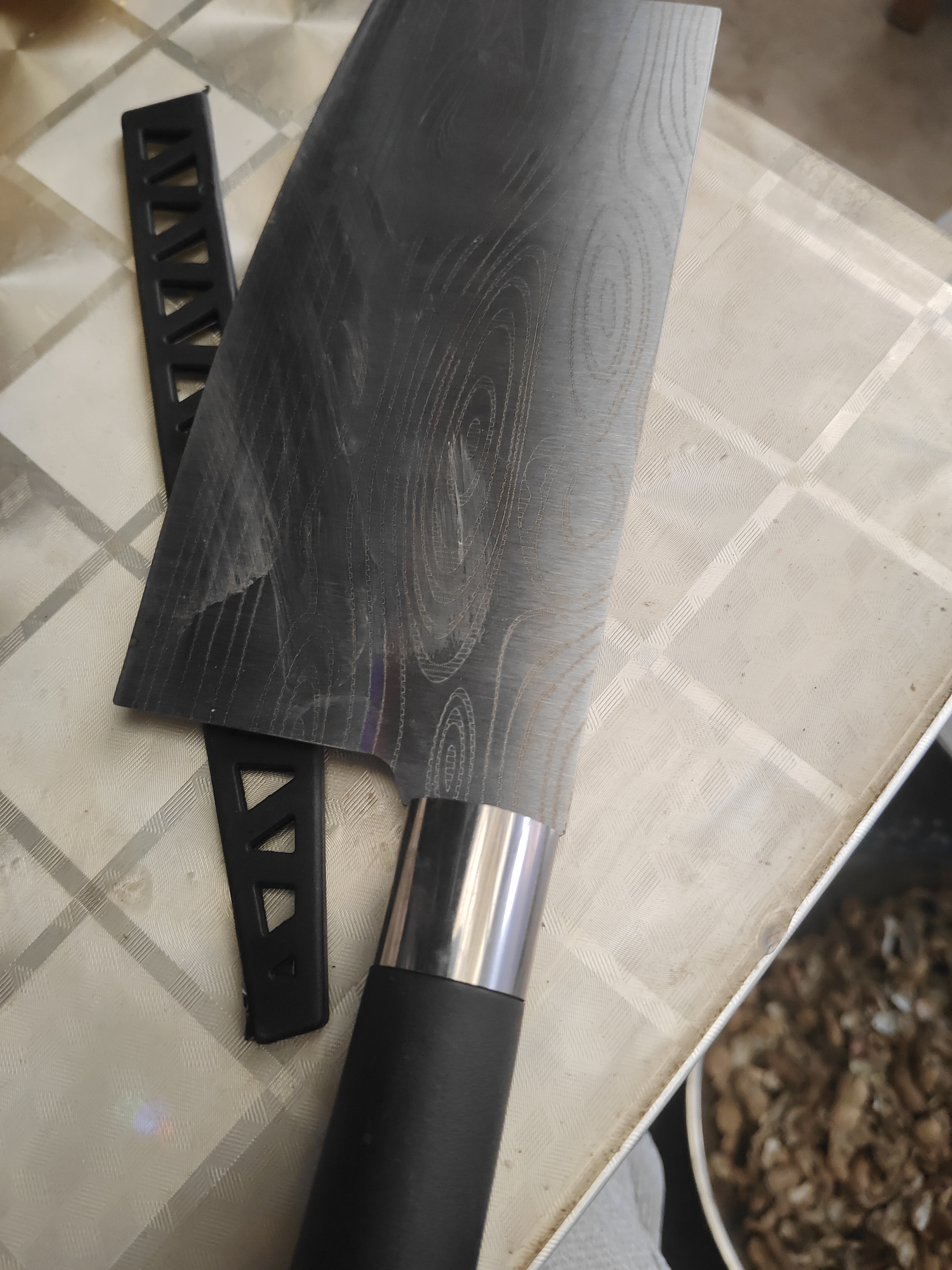 免磨菜刀家用不锈钢超锋利菜刀具套装刀具大全装锻打切肉片砍骨刀 花纹钢切片刀 实拍图
