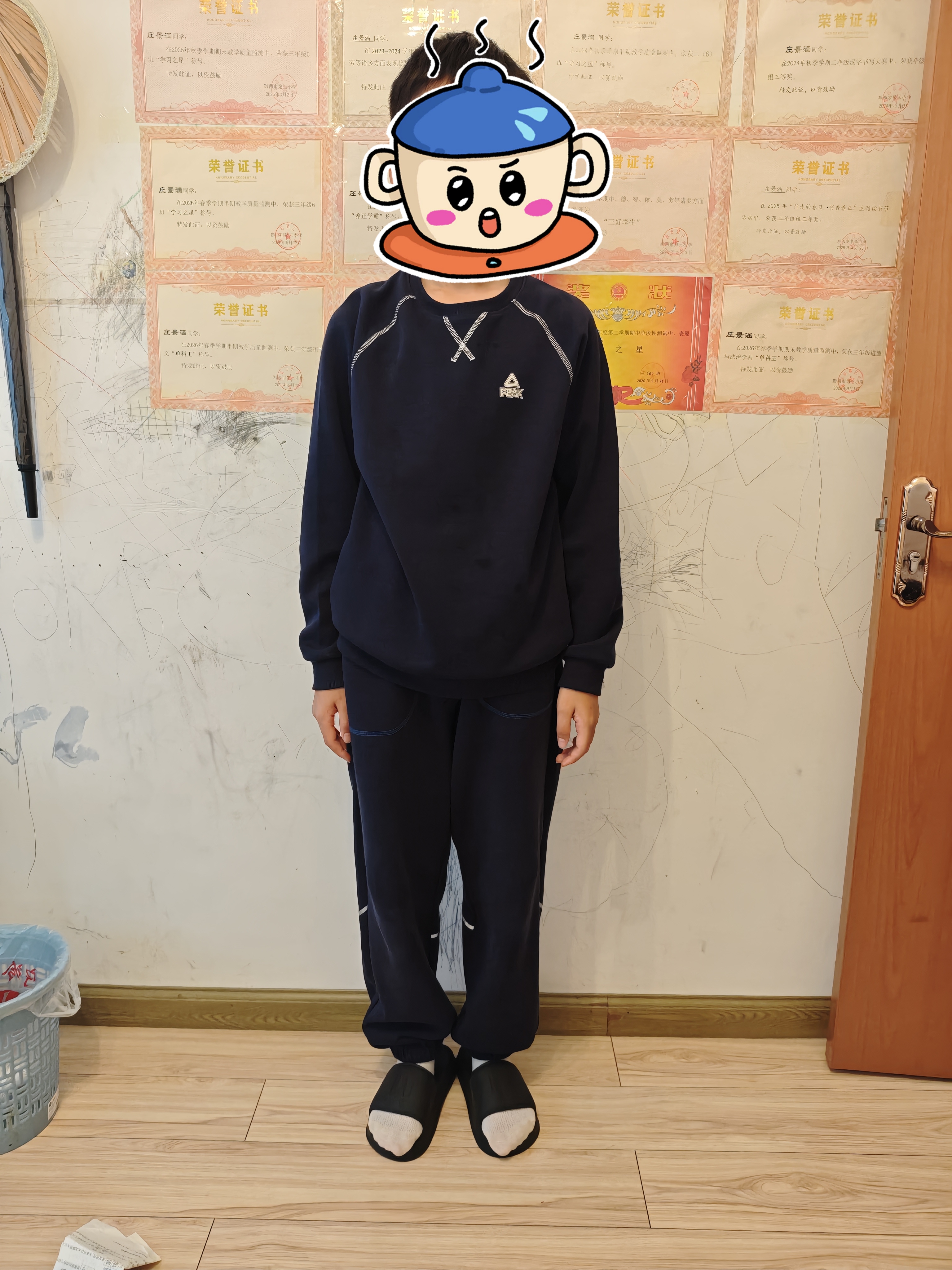 左西童装男童裤子秋儿童反光条卫裤2026新款中大童运动裤 藏青色 170 实拍图