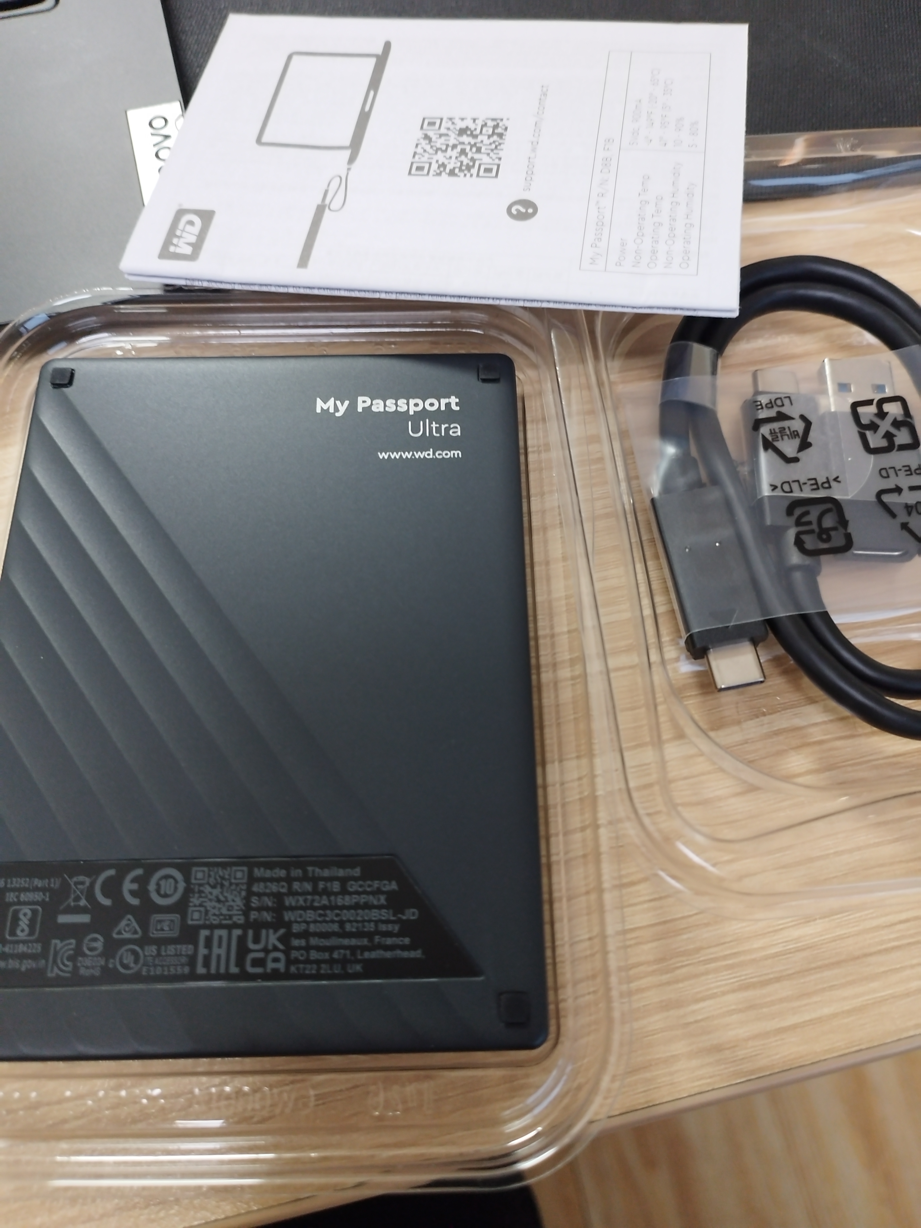西部数据（WD）移动硬盘2TB type-c Ultra系列 2.5英寸 银 机械硬盘 笔记本电脑外接加密兼容Mac 大容量家庭存储 实拍图