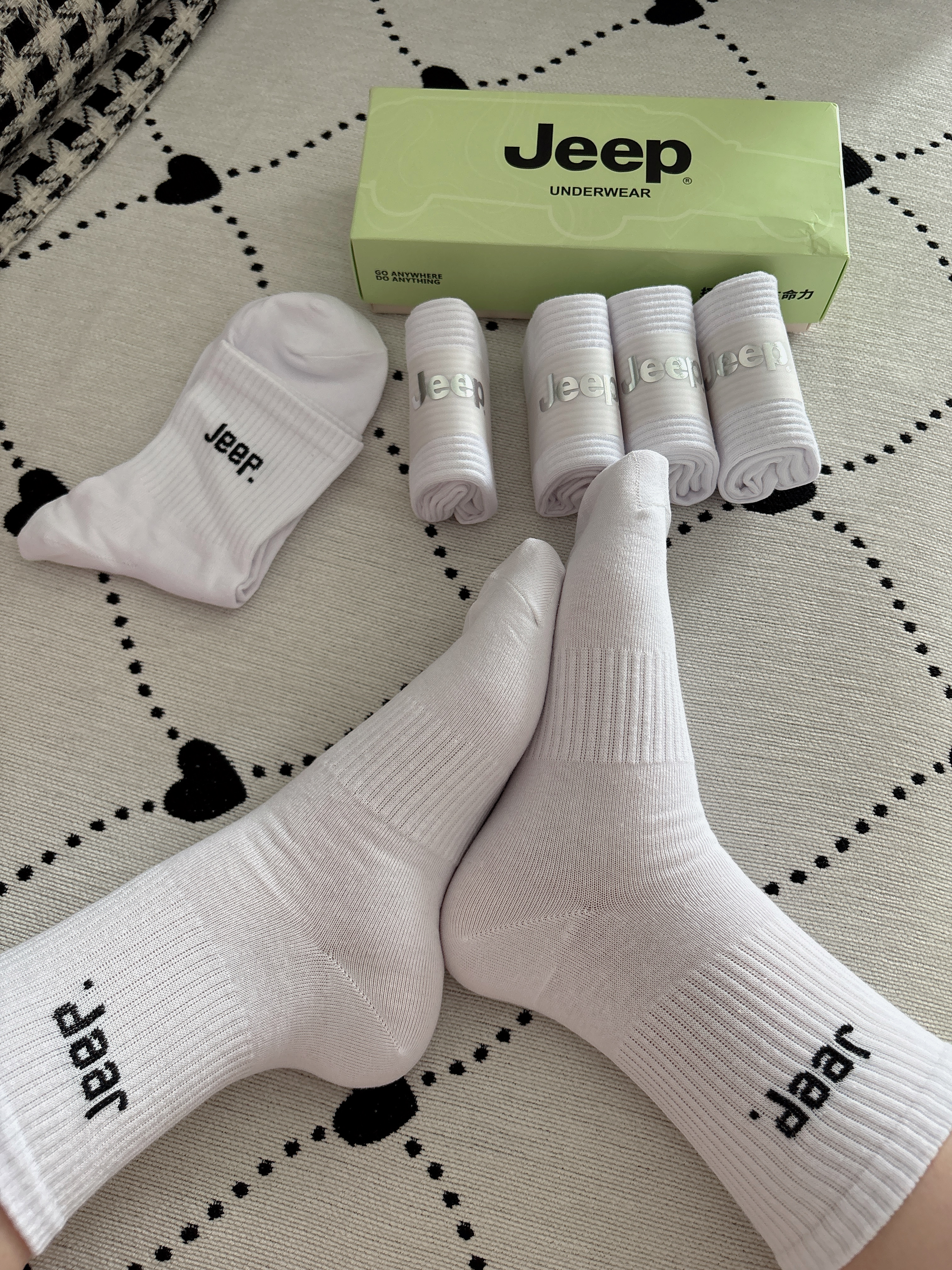 JEEP袜子男秋冬【100%新疆棉+10A抗菌】防臭2026新款爆款运动中筒男袜 实拍图