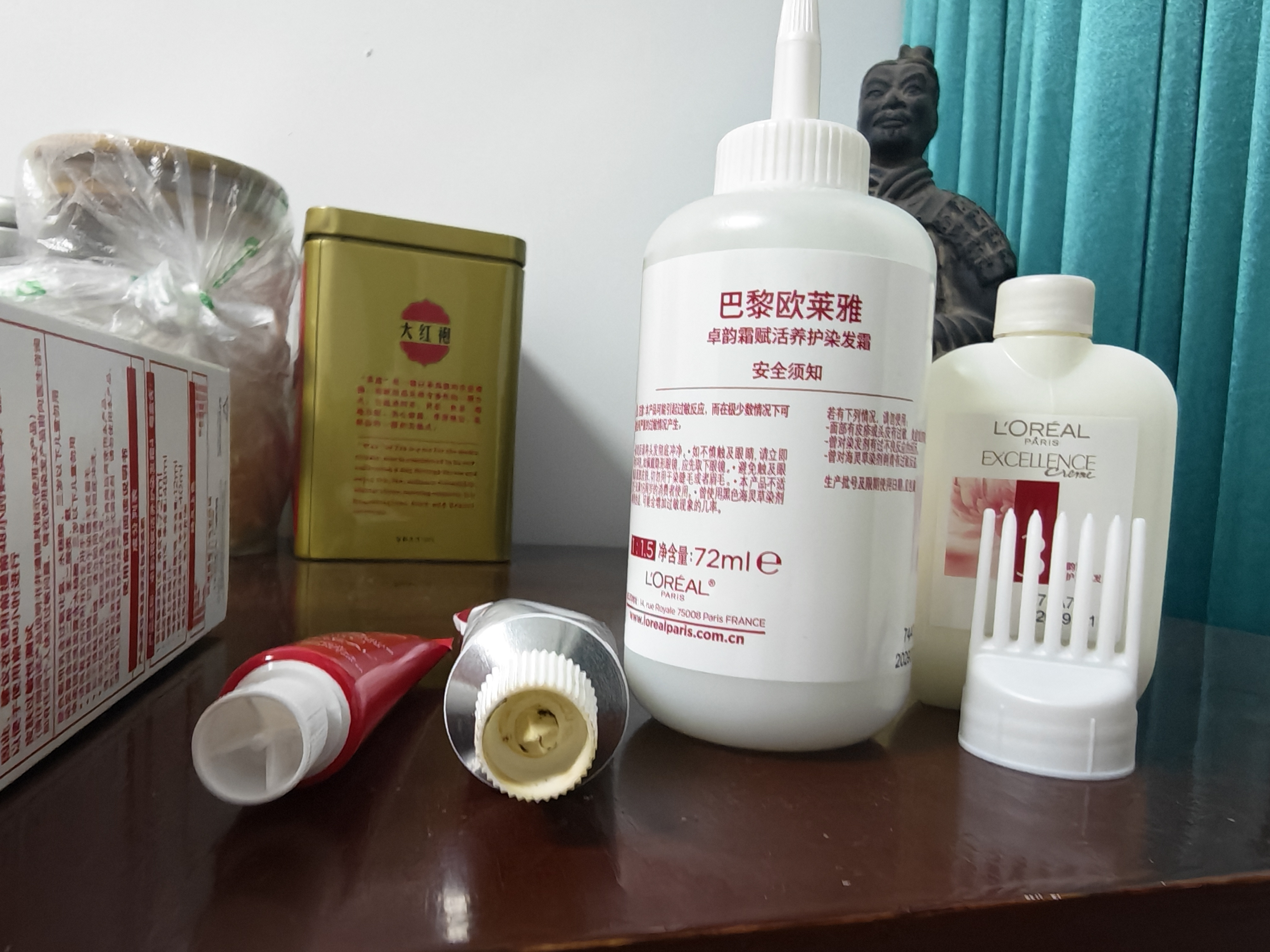 欧莱雅卓韵霜染发剂#4(自然棕色)染发膏盖白 自己在家染 赠7ml发膜 实拍图