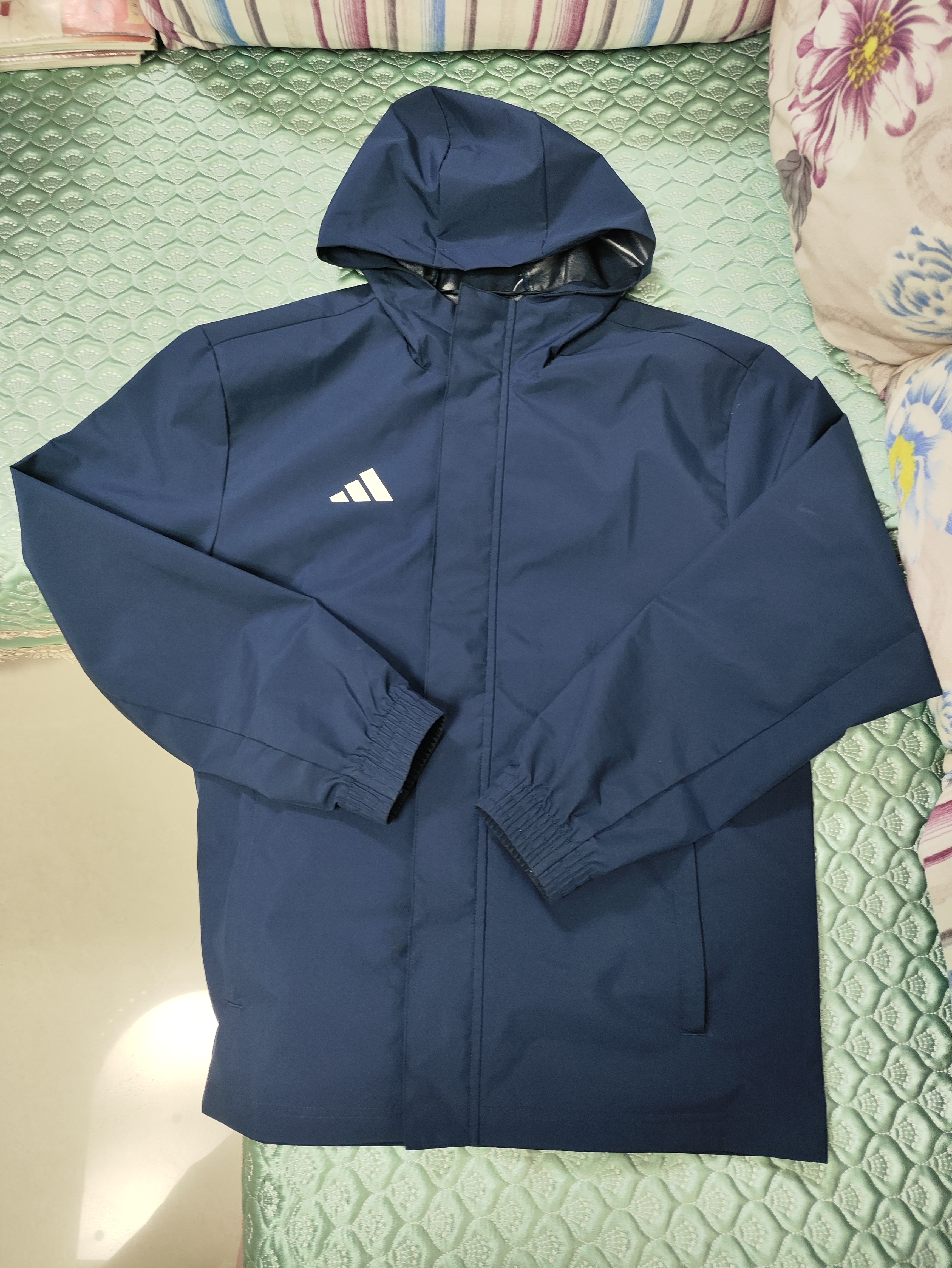 adidas简约足球训练运动拉链连帽夹克早秋外套男装阿迪达斯官方 深靛蓝   M 实拍图