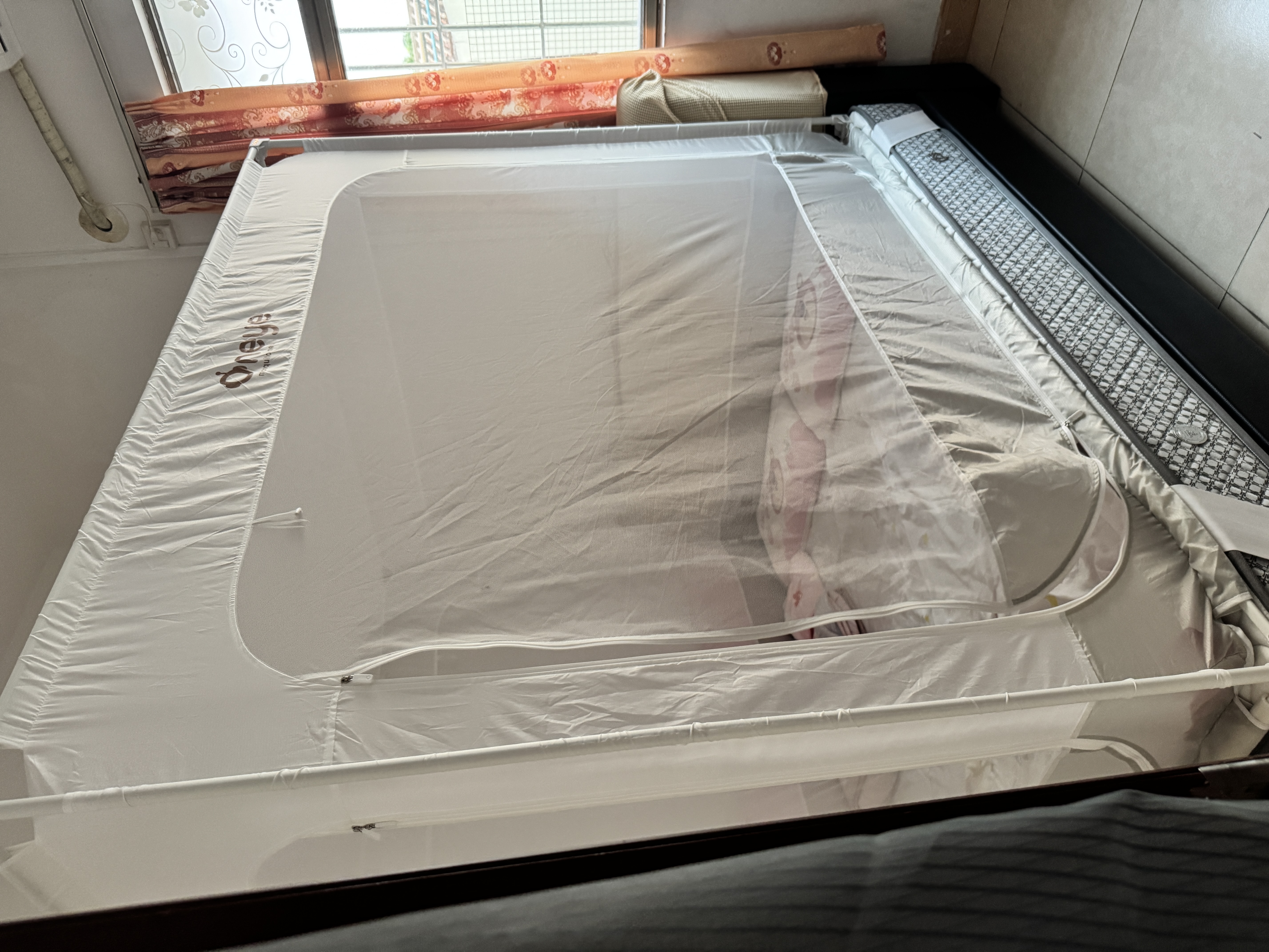 丸丫V2max婴儿防摔蚊帐儿童蚊帐一体防掉全底全包拉链1.8*2.0+床单*1 实拍图