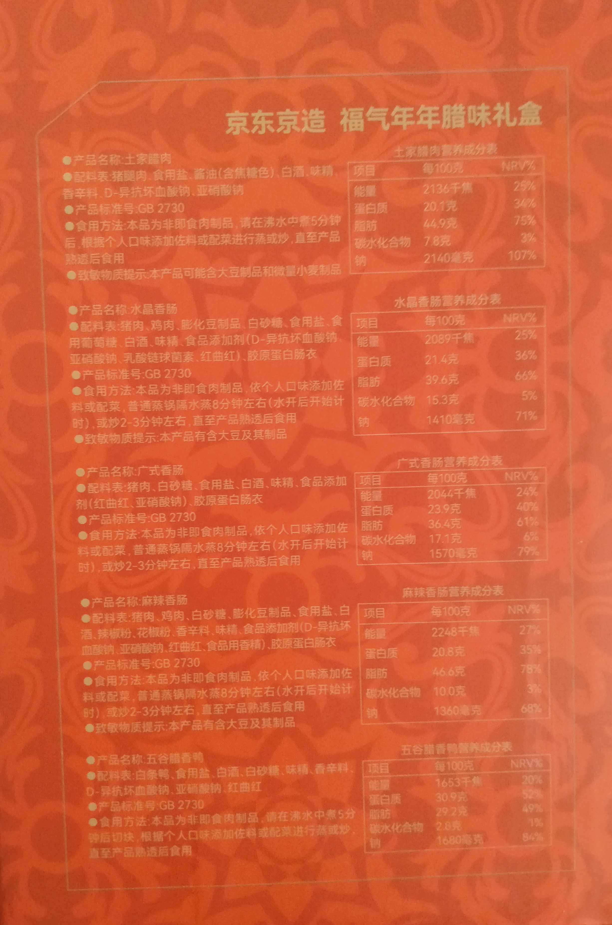 京东京造福气年年香肠腊肉腊鸭礼盒2kg广式麻辣湖南特产腊味生产日期5.17 实拍图