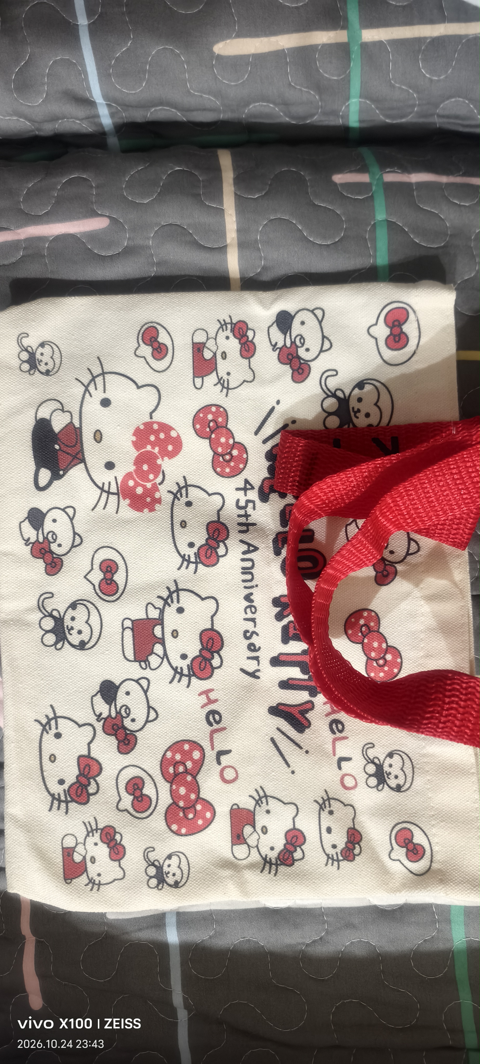 心动购物季学生可爱凯缇画包帆布包学生绘画出行可爱草莓小熊超萌凯缇猫便携小包收纳方便手提 新款KT帆布包【红飘带】 实拍图