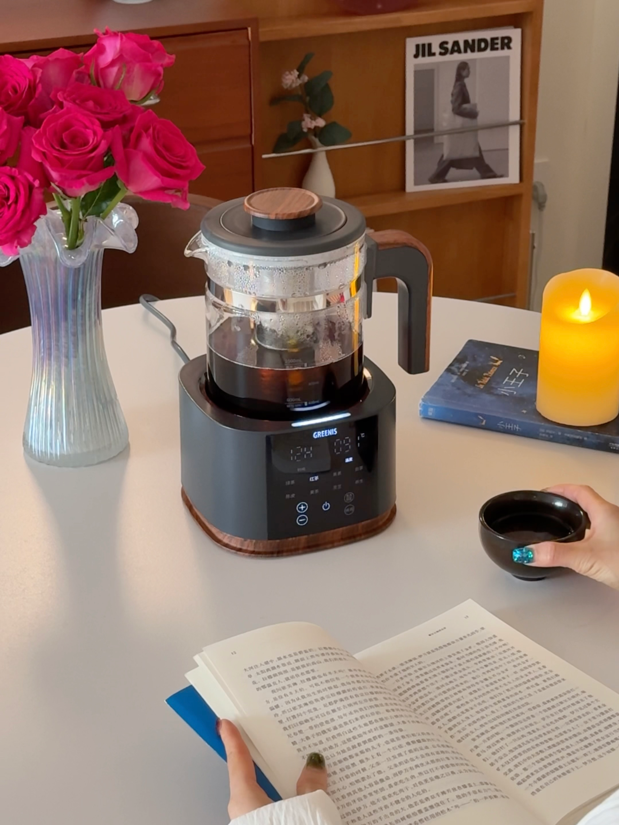 格丽思（GREENIS）煮茶壶 喷淋式煮茶器纯钛养生壶烧水壶泡茶壶一体机全自动保温壶蒸茶壶新款高档大气礼盒 深空灰礼盒装（纯钛壶底-单直筒茶漏） 实拍图