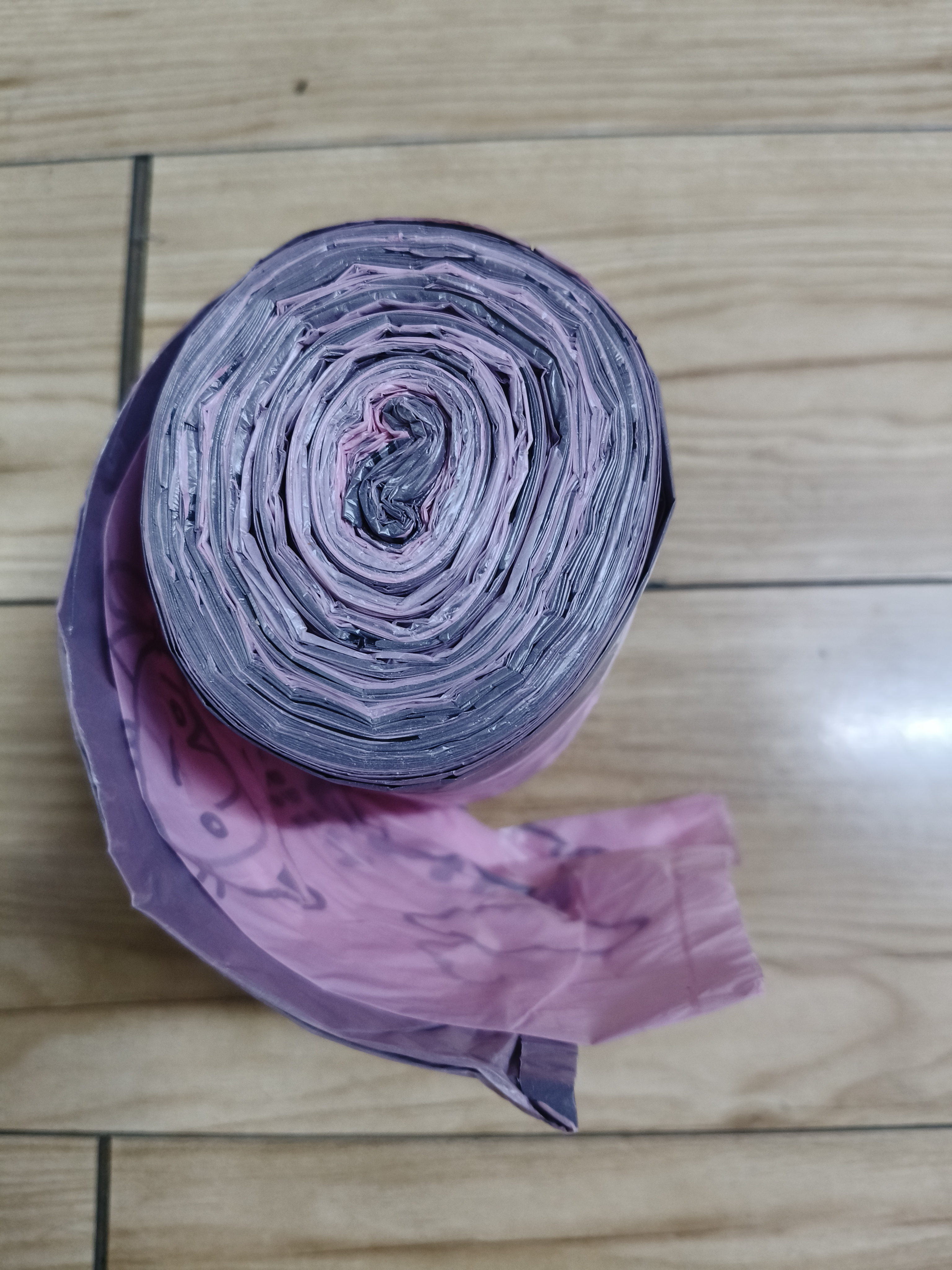 500只特厚垃圾袋家用手提式加厚抽绳大号厨房桶自动拉收口级印花 【粉色猫咪款】加大加厚 50只装 实拍图