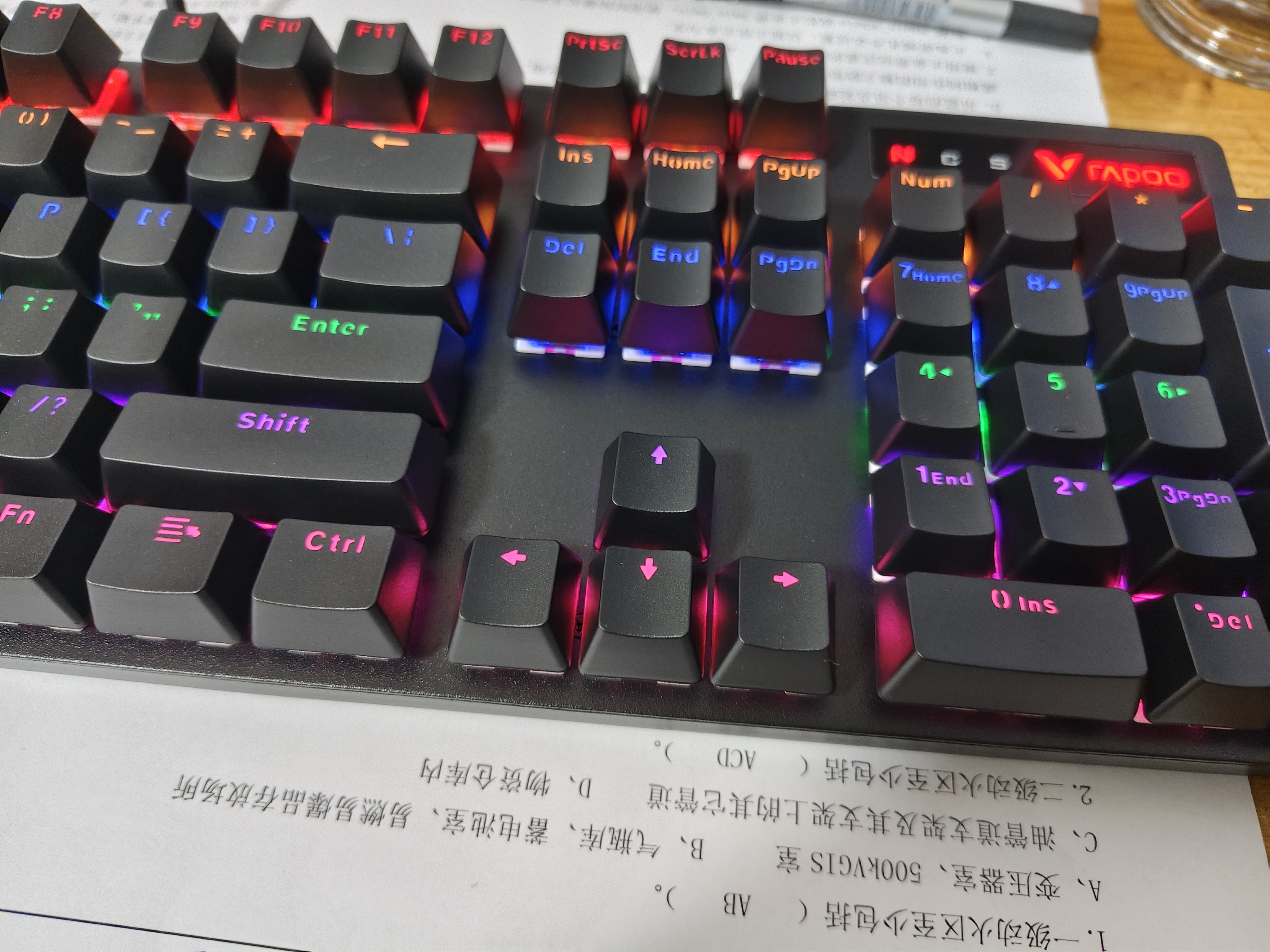 雷柏（Rapoo）V500PRO 有线背光机械键盘 104键全尺寸游戏电竞笔记本电脑多媒体办公吃鸡全键无冲键盘 红轴 实拍图