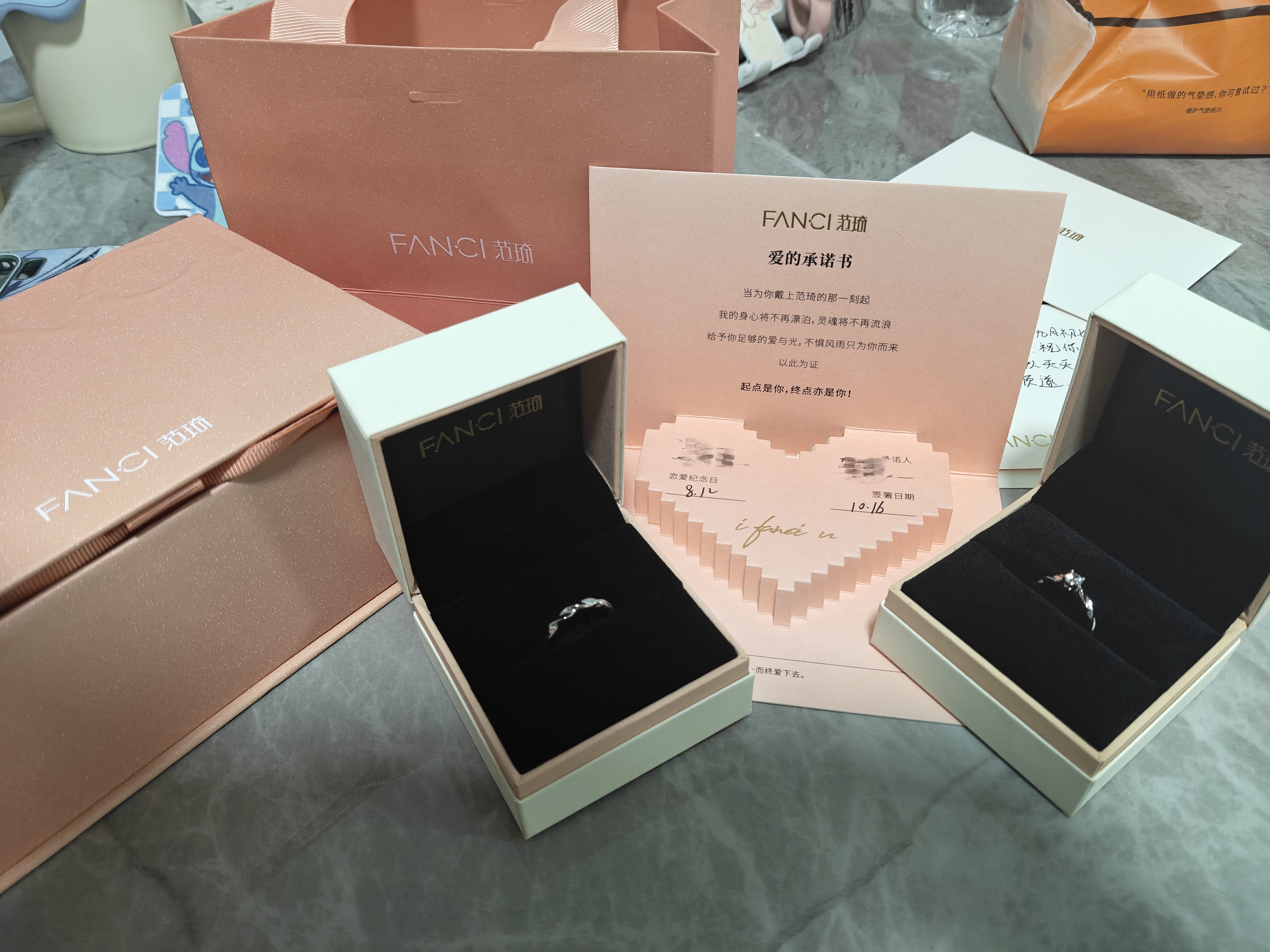 范琦（Fanci）闪耀银河情侣对戒一对银戒指小方糖求婚小众生日礼物开学送女友 刻字/恋爱承诺书/贺卡拍此选项 实拍图