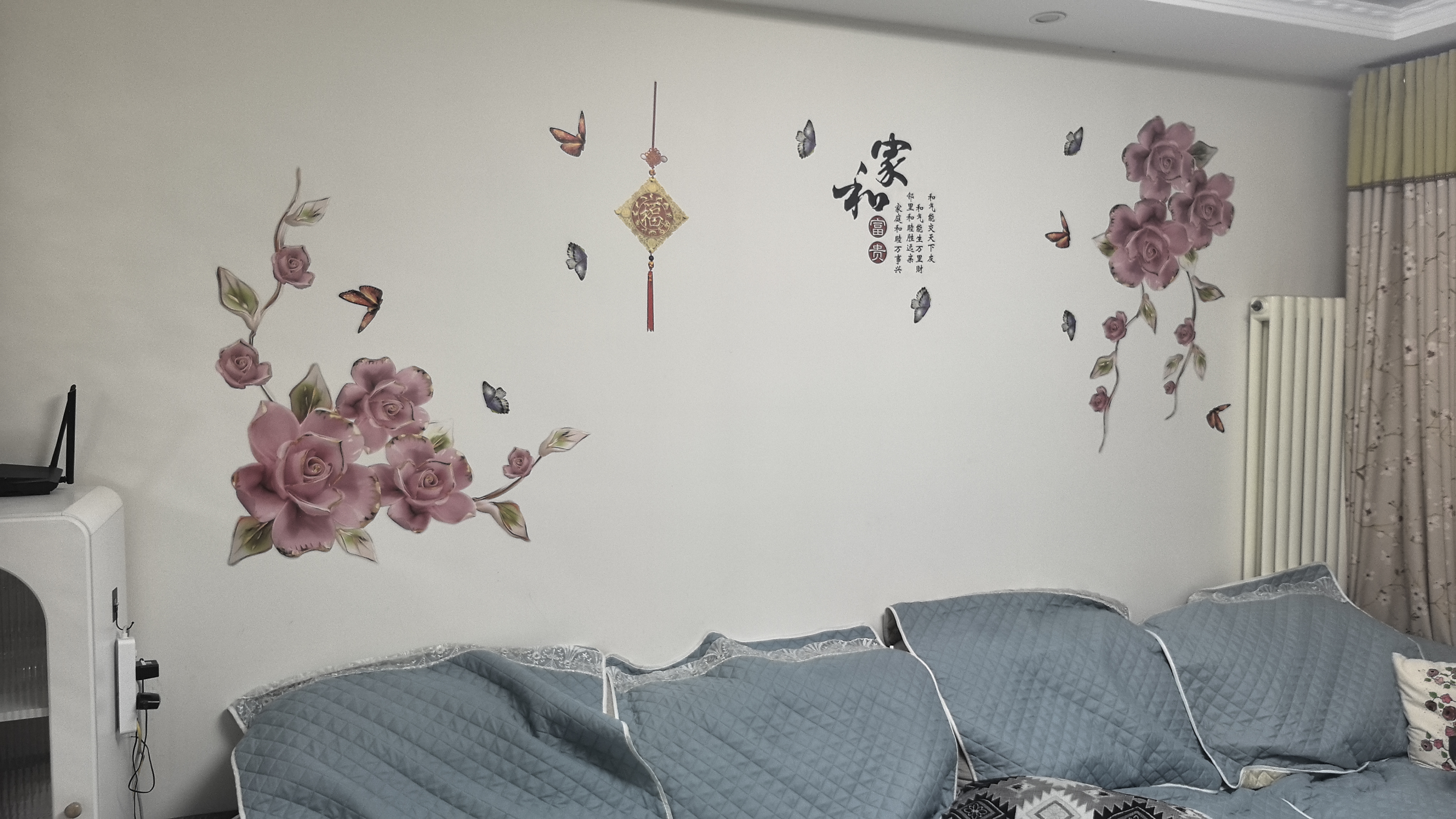吉朵芸电视背景墙贴画客厅沙发卧室墙面装饰画墙壁画自粘防水遮丑墙贴纸 经典富贵花 尺寸看详情或看主图第2张 实拍图