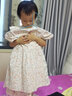 乐芭鼠童装女童连衣裙女宝宝衣服夏季甜美可爱碎花裙小孩裙子公主裙娃娃领洋气时髦薄款中小童 桔色 100码建议2-3岁 ( 90-100cm ) 实拍图