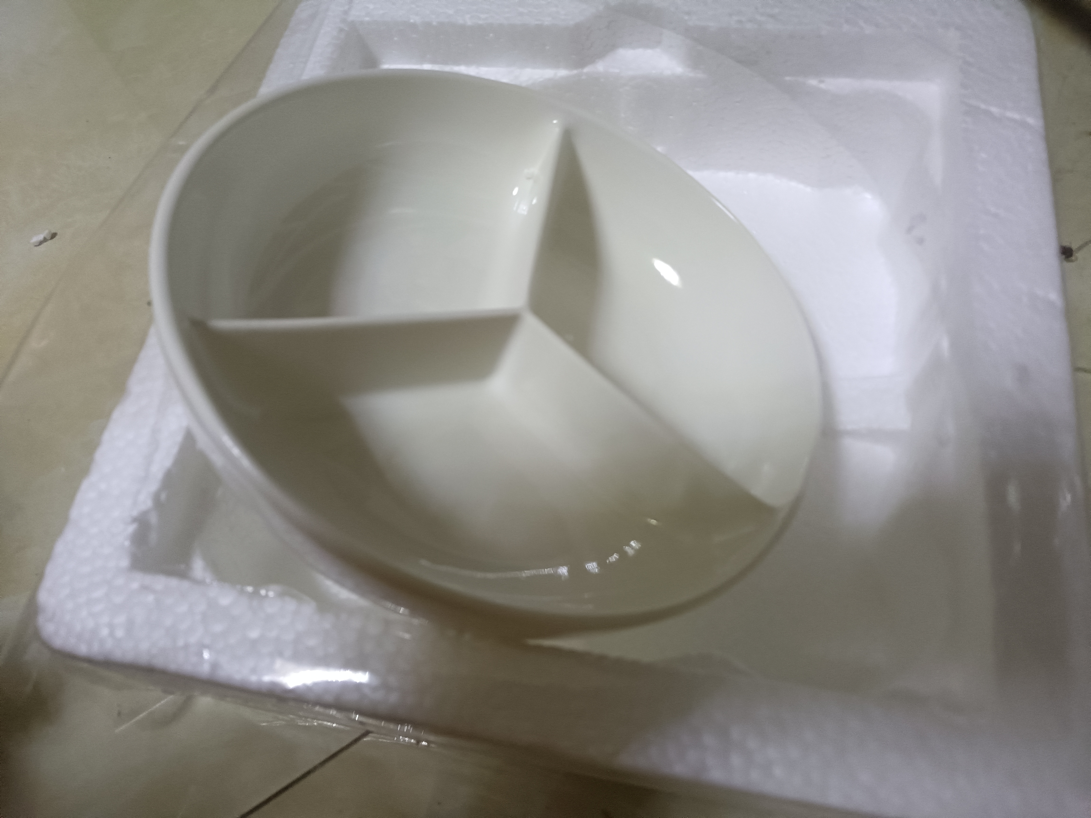 【加深盘格】三分格陶瓷餐盘全瓷蒸碗炖锅烤箱微波炉蒸盘餐具餐盘 【蒸菜一锅出】陶瓷三格盘 实拍图