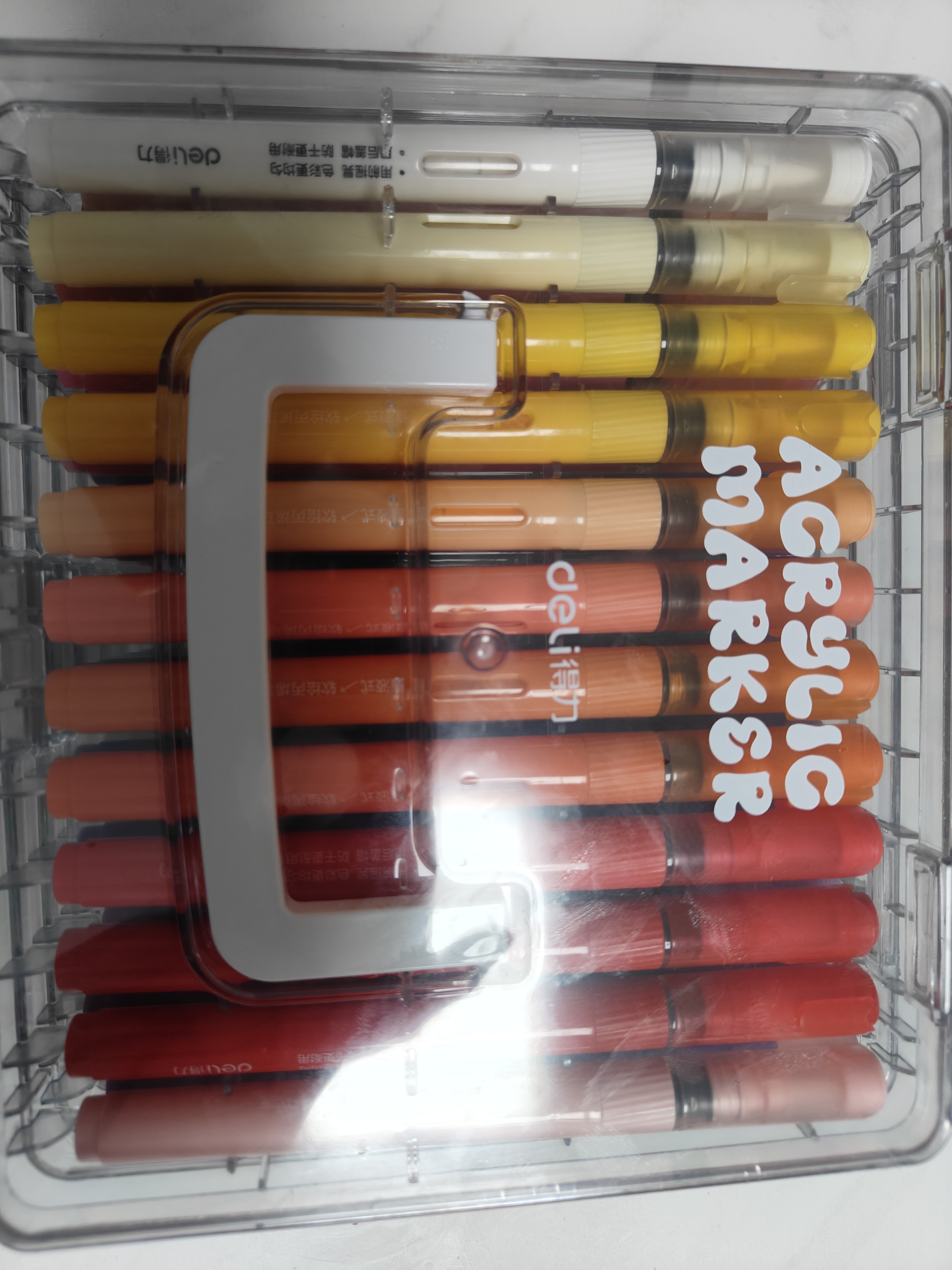 得力（deli）60色直液式丙烯马克笔软头可水洗高覆盖不透色学生荧光水彩笔层叠盒礼物手抄报涂鸦HM335/HM395 实拍图