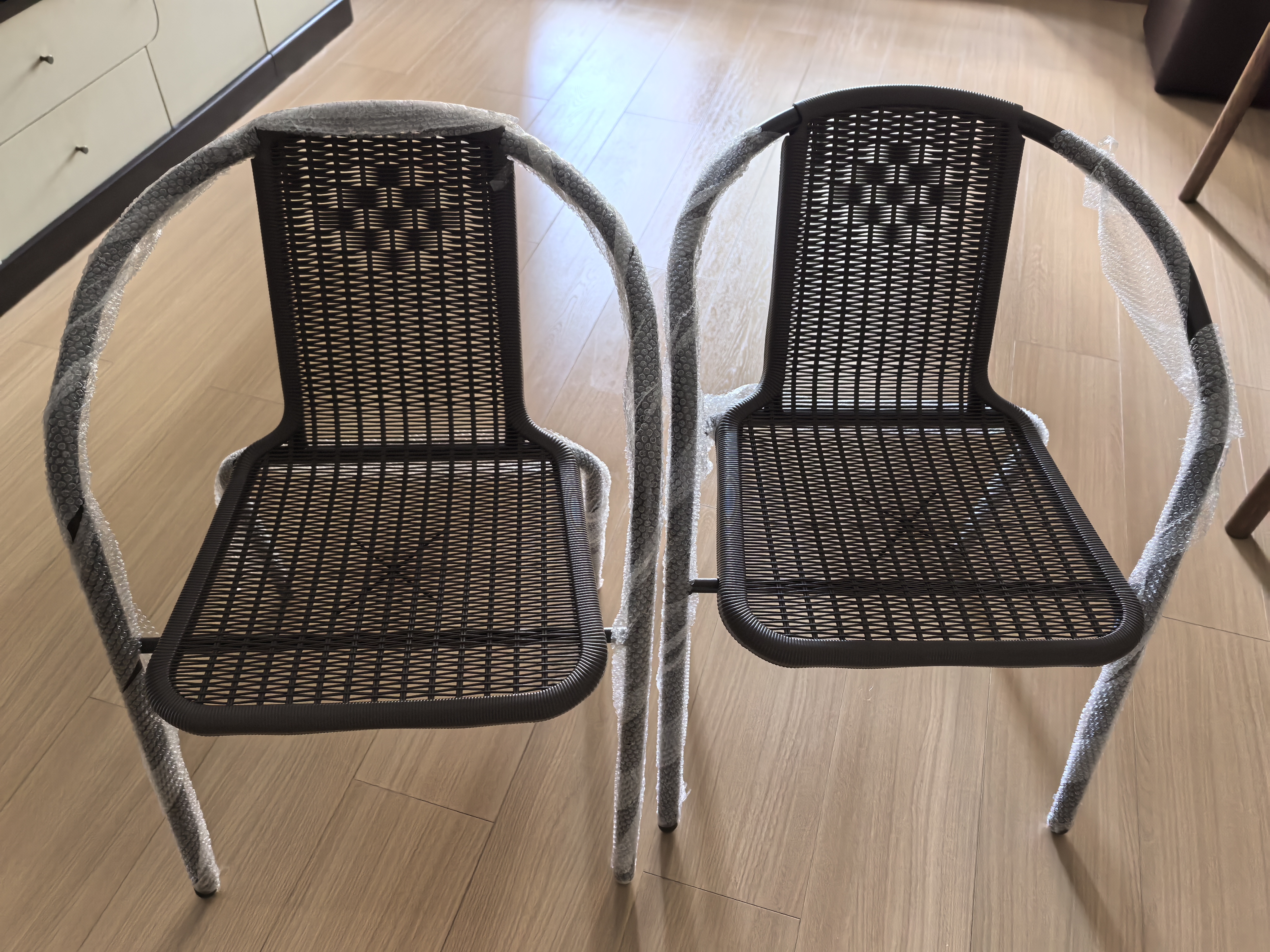自力阳台桌椅藤椅三件套组合简约椅子户外休闲腾椅室外庭院单人小茶几 棕色围椅 标价是单把价 最少拍2把发货 实拍图