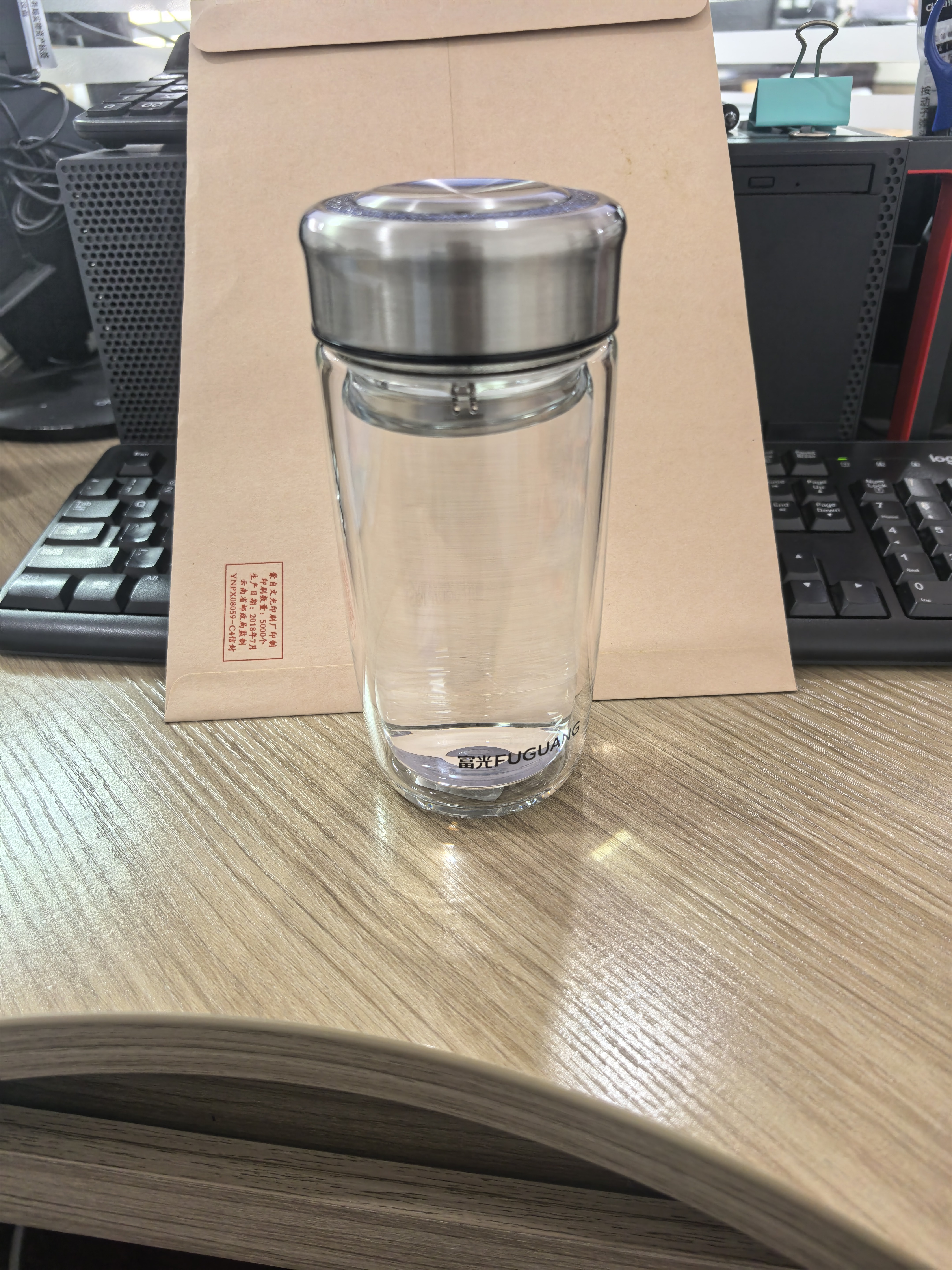 富光玻璃杯双层 带茶隔高硼硅玻璃水杯 茶水分离车载泡茶杯子男400ml 实拍图