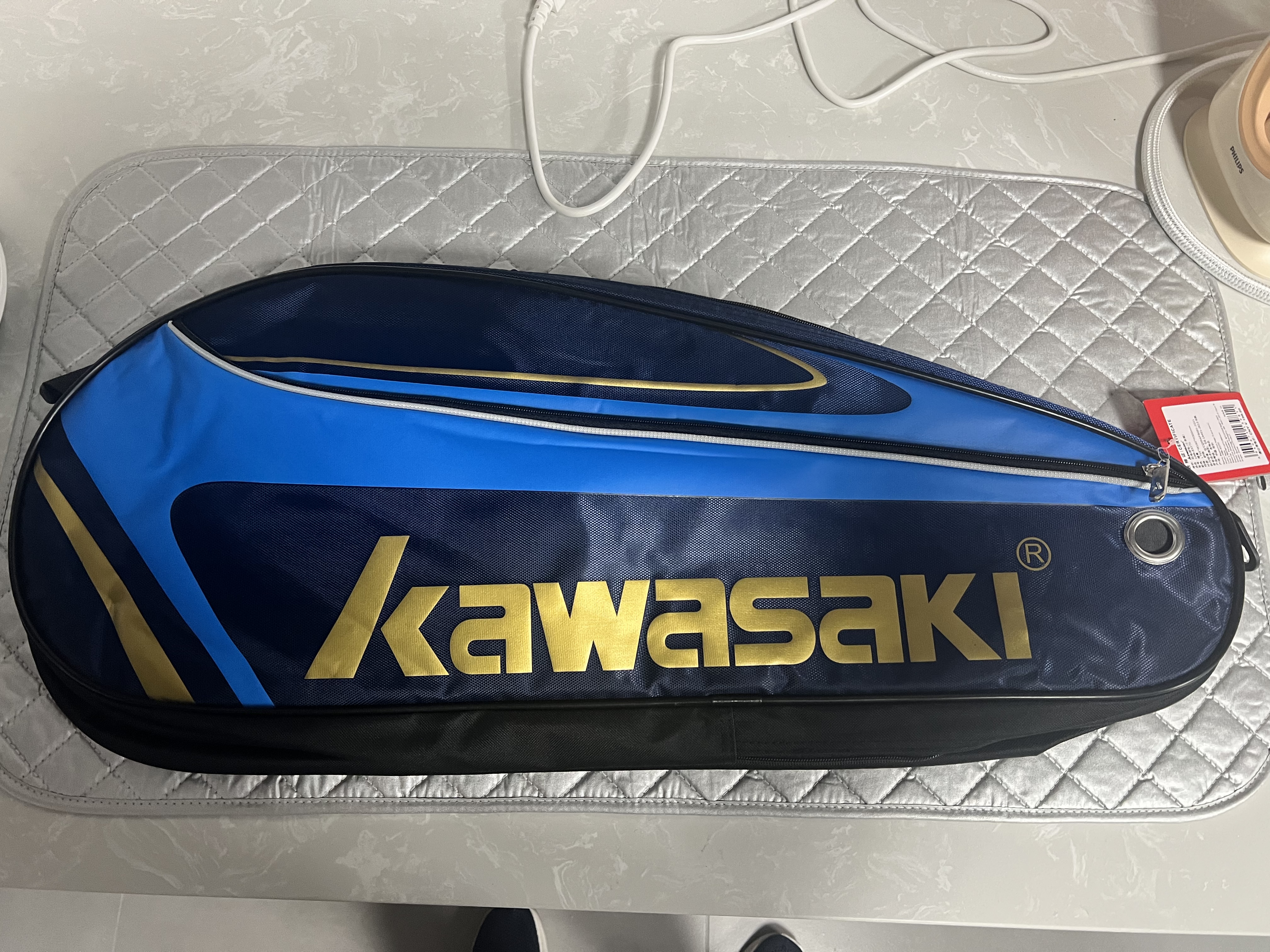 川崎（KAWASAKI）羽毛球包单肩背包网球包男女独立鞋袋羽毛球拍包8327藏青 实拍图