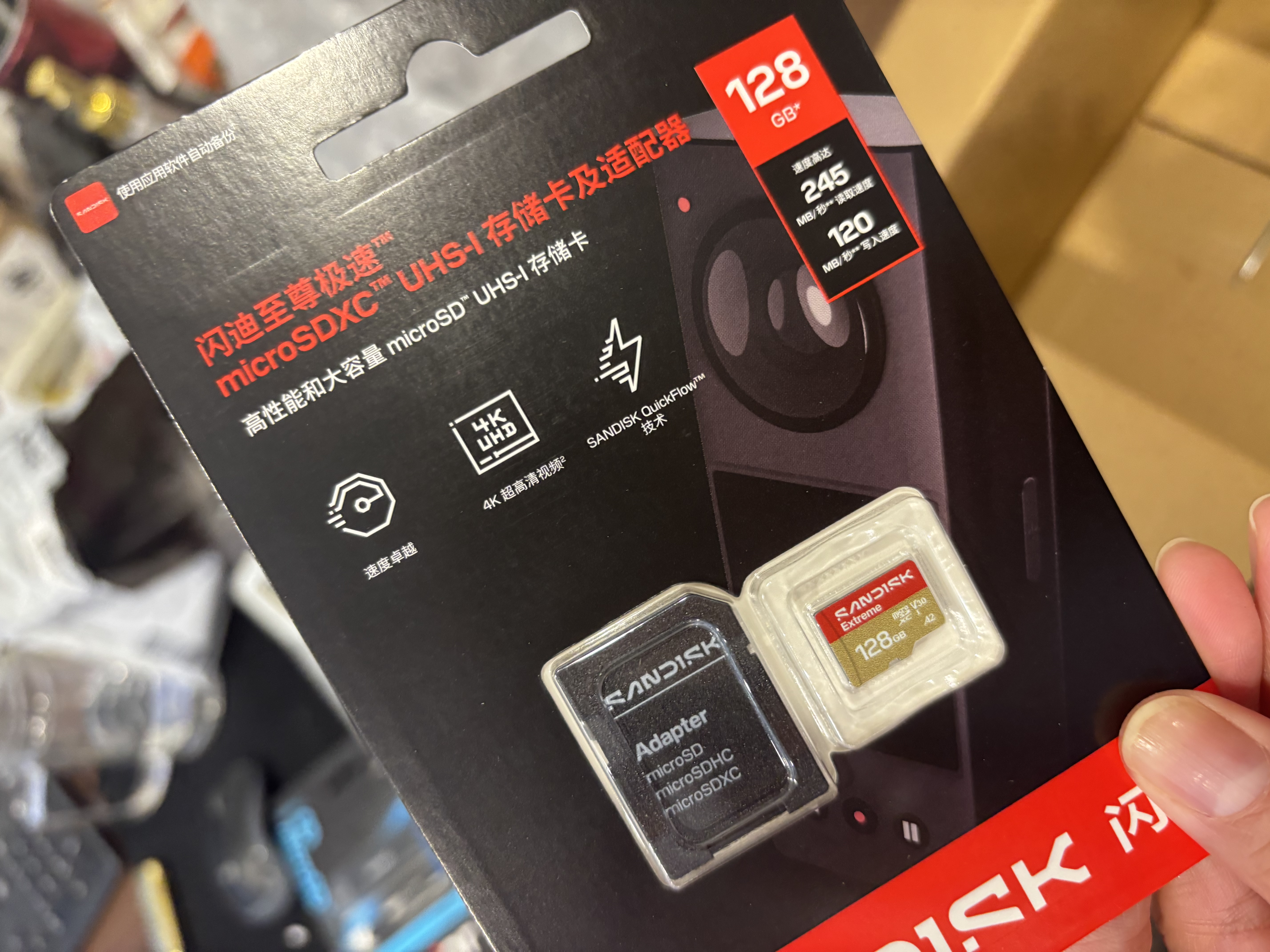 Sandisk闪迪128GB TF(MicroSD)内存卡4K极速金卡A2 V30 U3兼容大疆Pocket3/4P/Action 6运动相机/无人机存储卡 实拍图