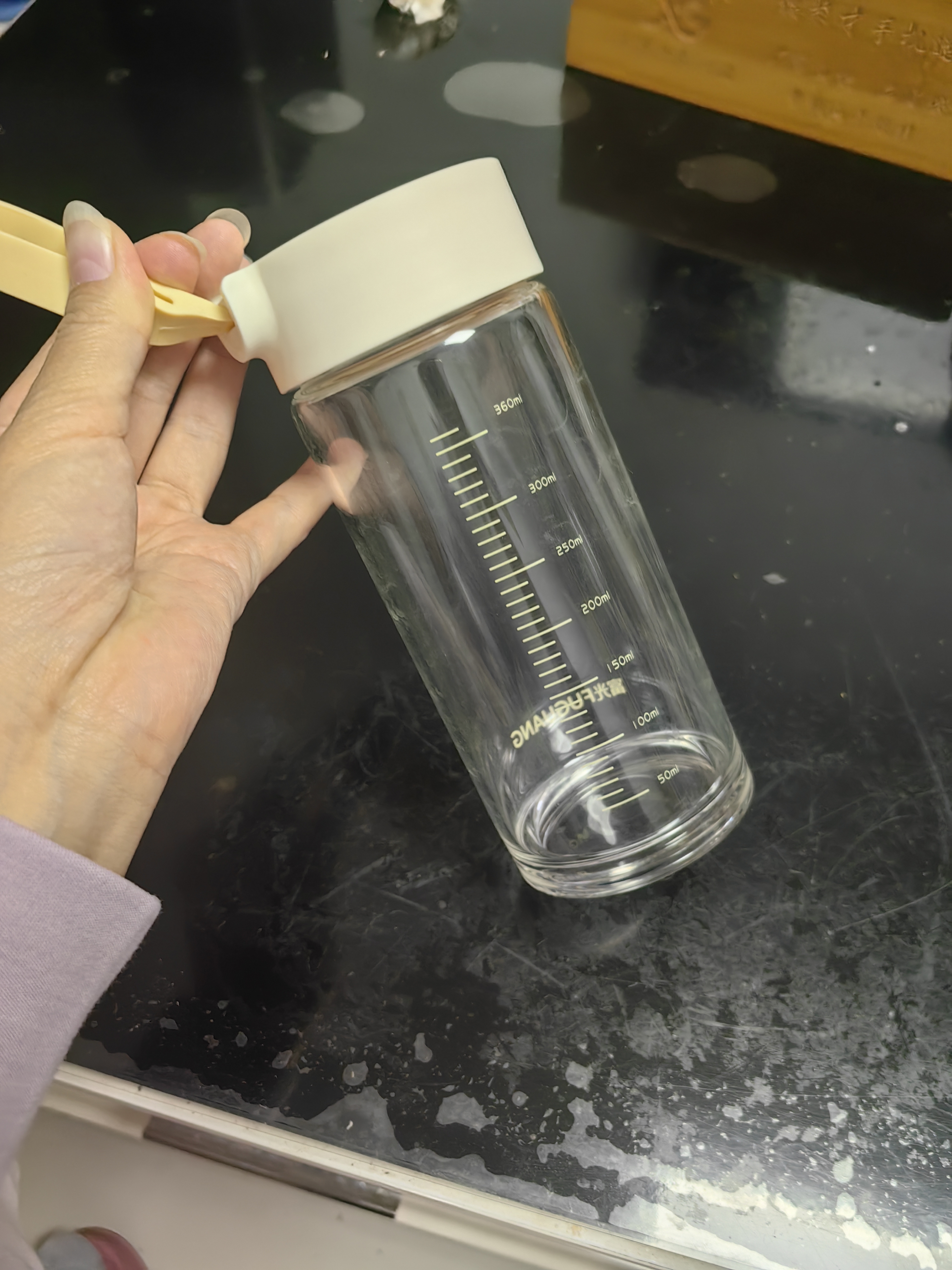 富光玻璃杯高硼硅玻璃水杯子女生便携牛奶咖啡刻度高颜值茶杯480ml 实拍图