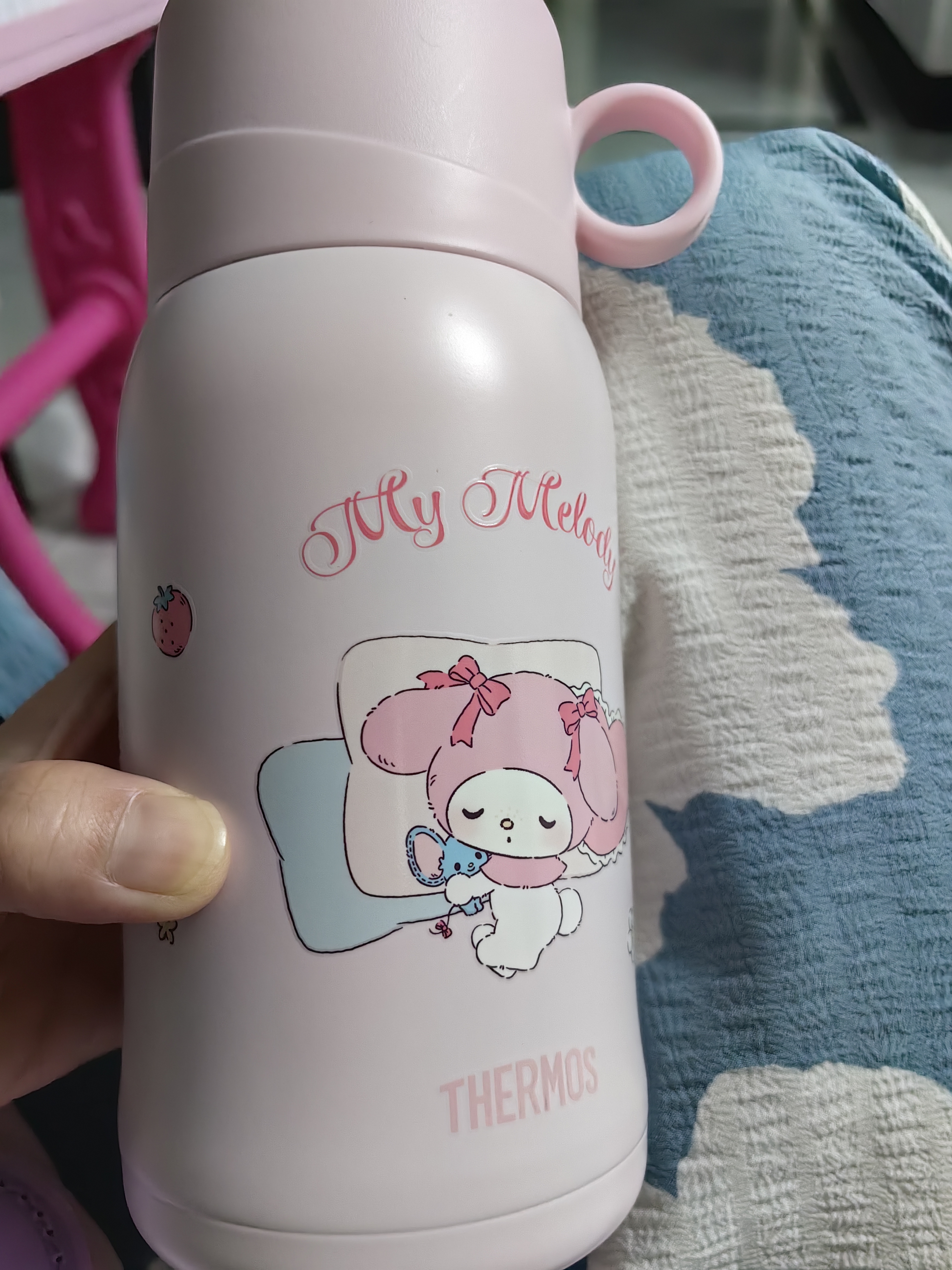 膳魔师美乐蒂儿童保温杯316L不锈钢一杯双盖两用水杯学生水壶550mL 粉 实拍图