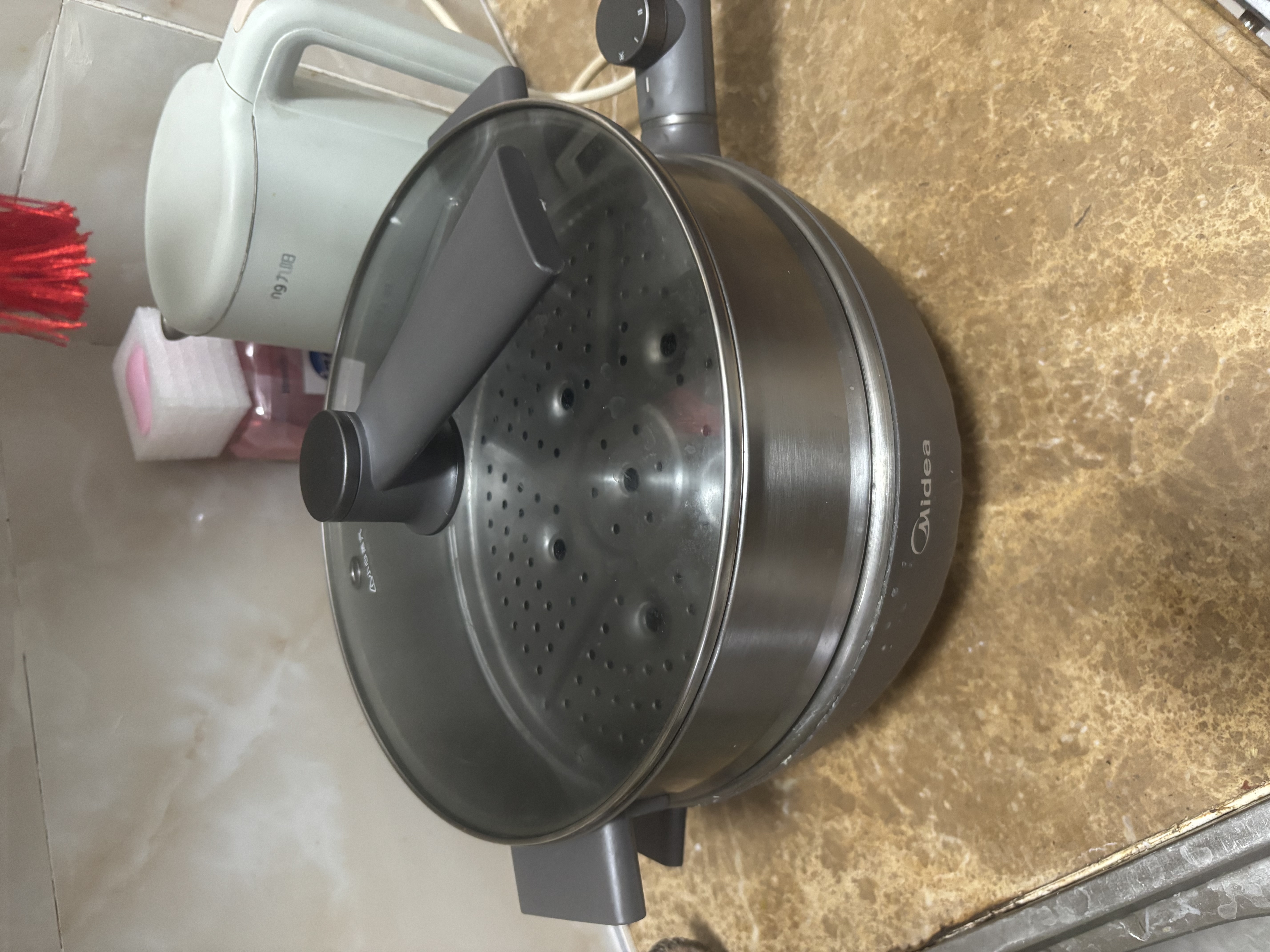 美的（Midea）电炒锅 电蒸锅 电煮锅电火锅家用多功能锅炒菜锅304蜂窝晶刻多用途锅4L电热锅 MC-HGS2812 实拍图