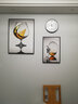 轩棠树 餐厅装饰画现代简约饭厅挂画餐厅墙面装饰壁画北欧饭厅厨房墙画新中式电表箱挂画带钟表 04款 大套（左60*80右40*60+钟表）布艺画黑色框 实拍图