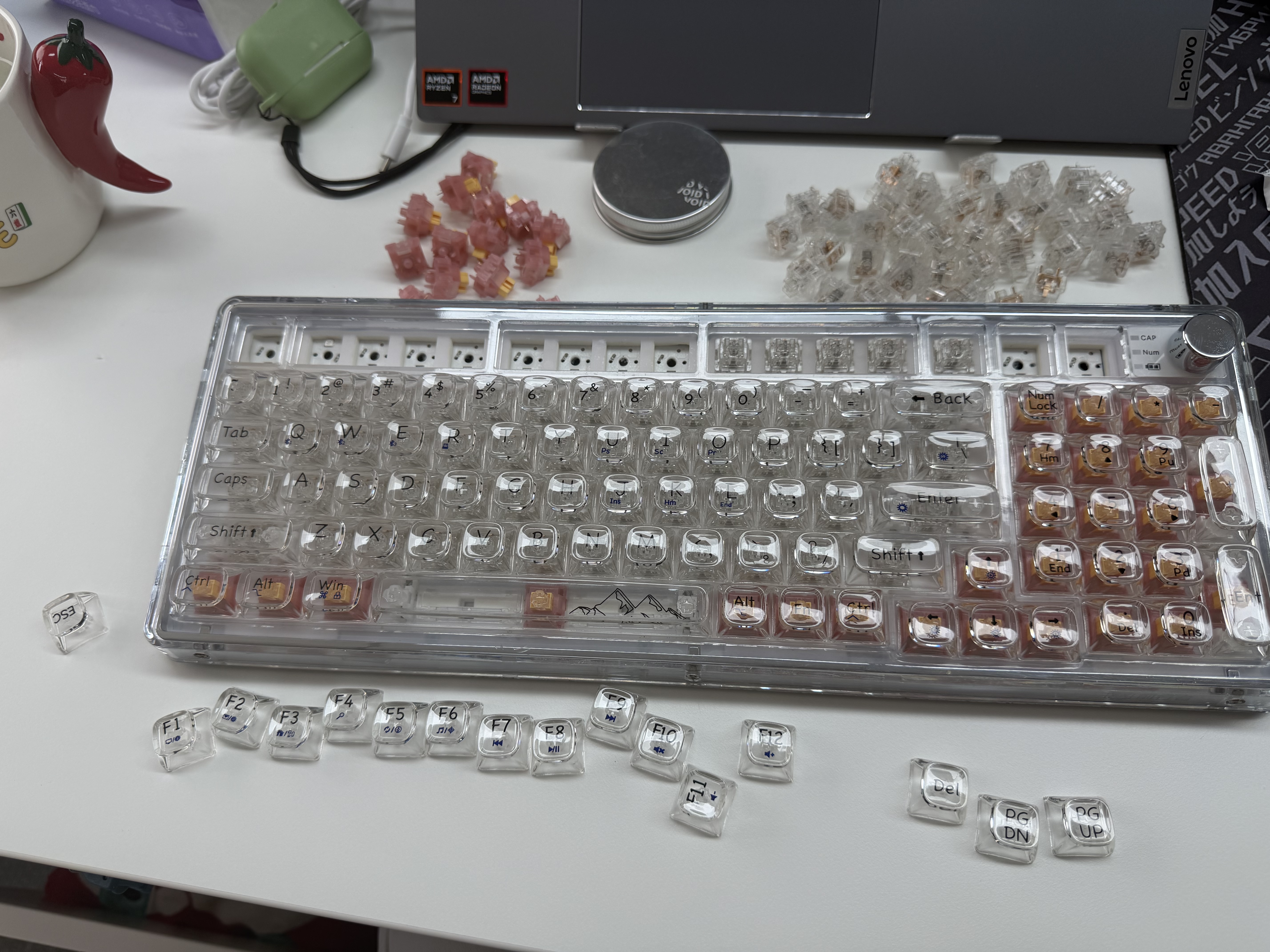 高特轴OUTEMU水蜜桃轴V3静音轴机械键盘轴体热插拔客制化多巴胺轴青柠轴火龙果轴 适配狼蛛f87pro vgn 水蜜桃轴V3PRO 110颗 带导光柱 实拍图