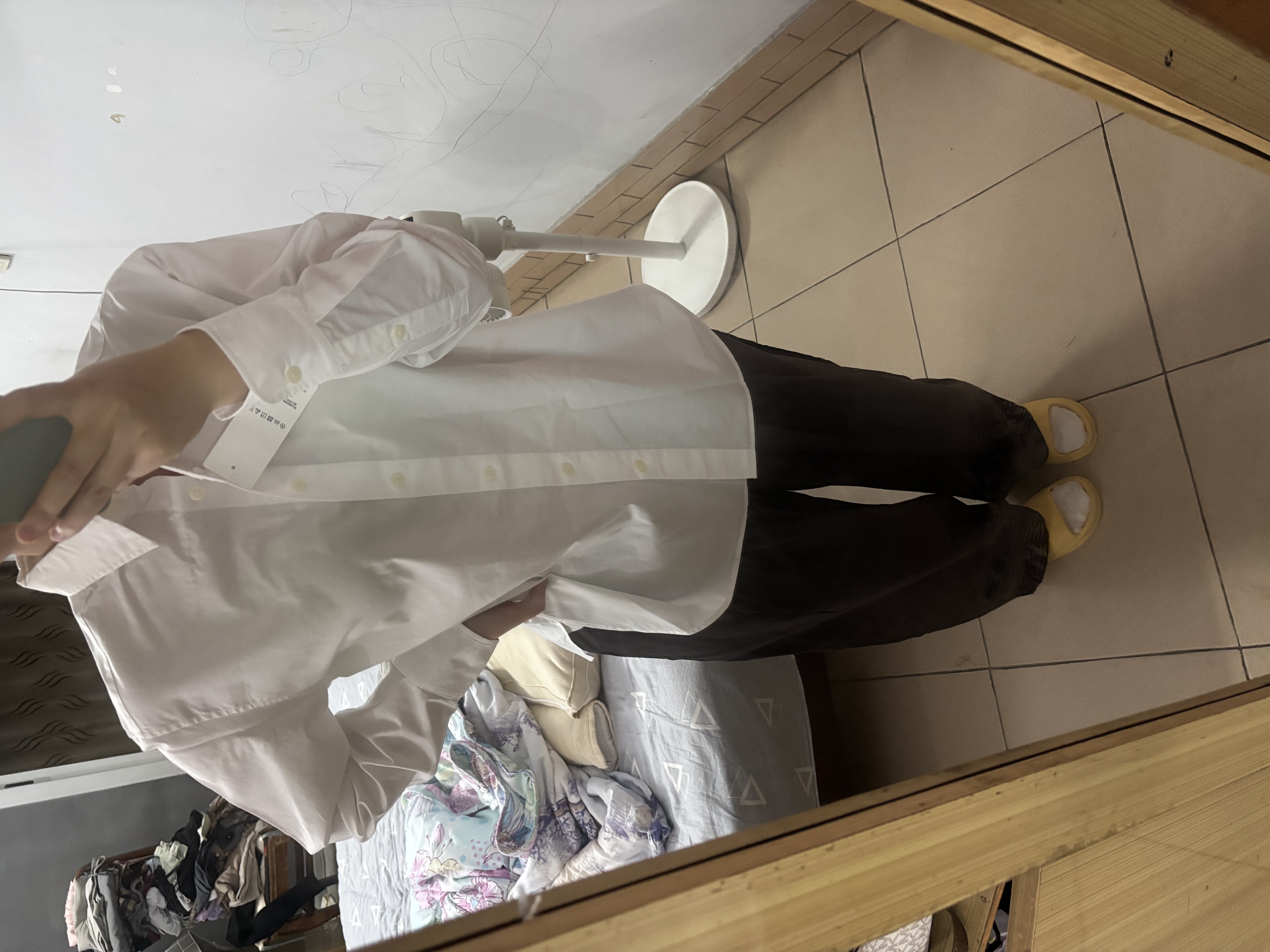 优衣库全棉衬衫/长袖女装衬衣休闲通勤外套482828 491294 482828/00白色 M 实拍图