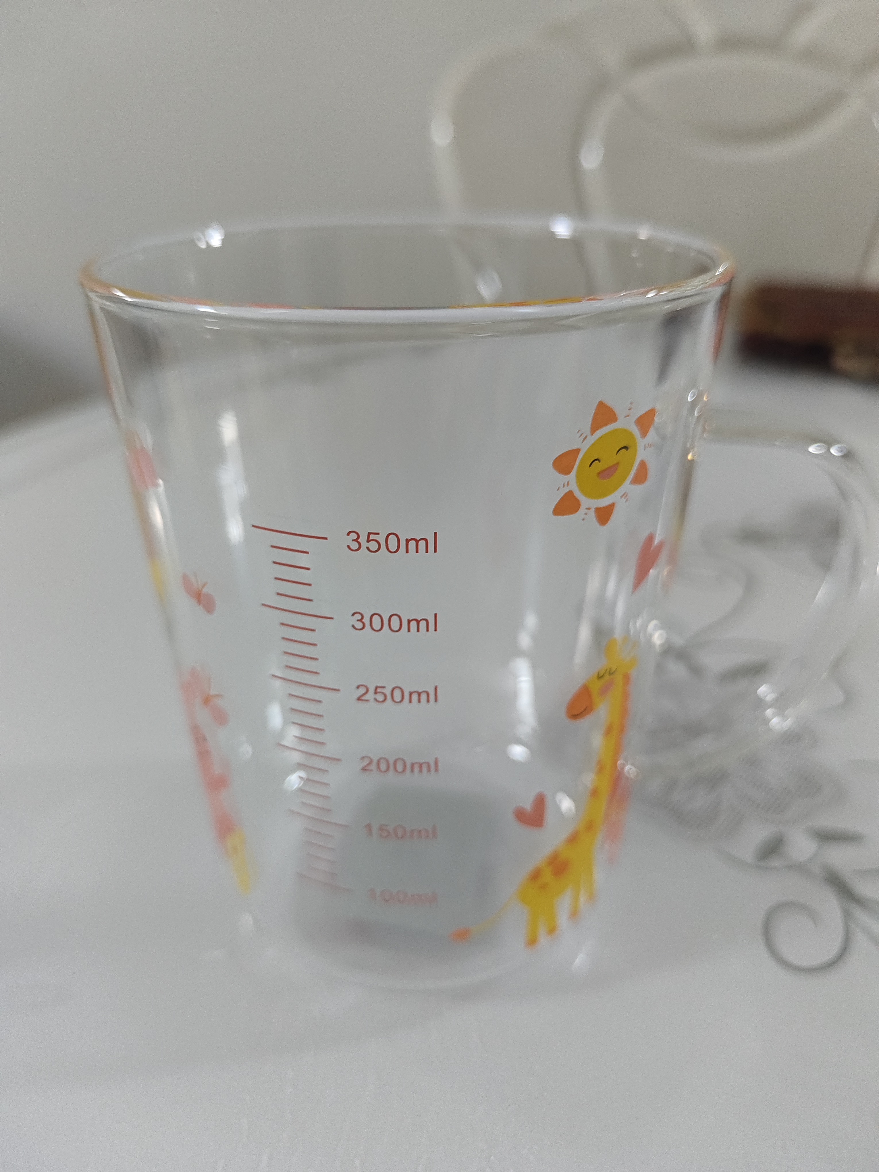 富光玻璃杯家用儿童牛奶杯子带刻度吸管水杯 宝宝冲泡奶粉杯带把手 实拍图