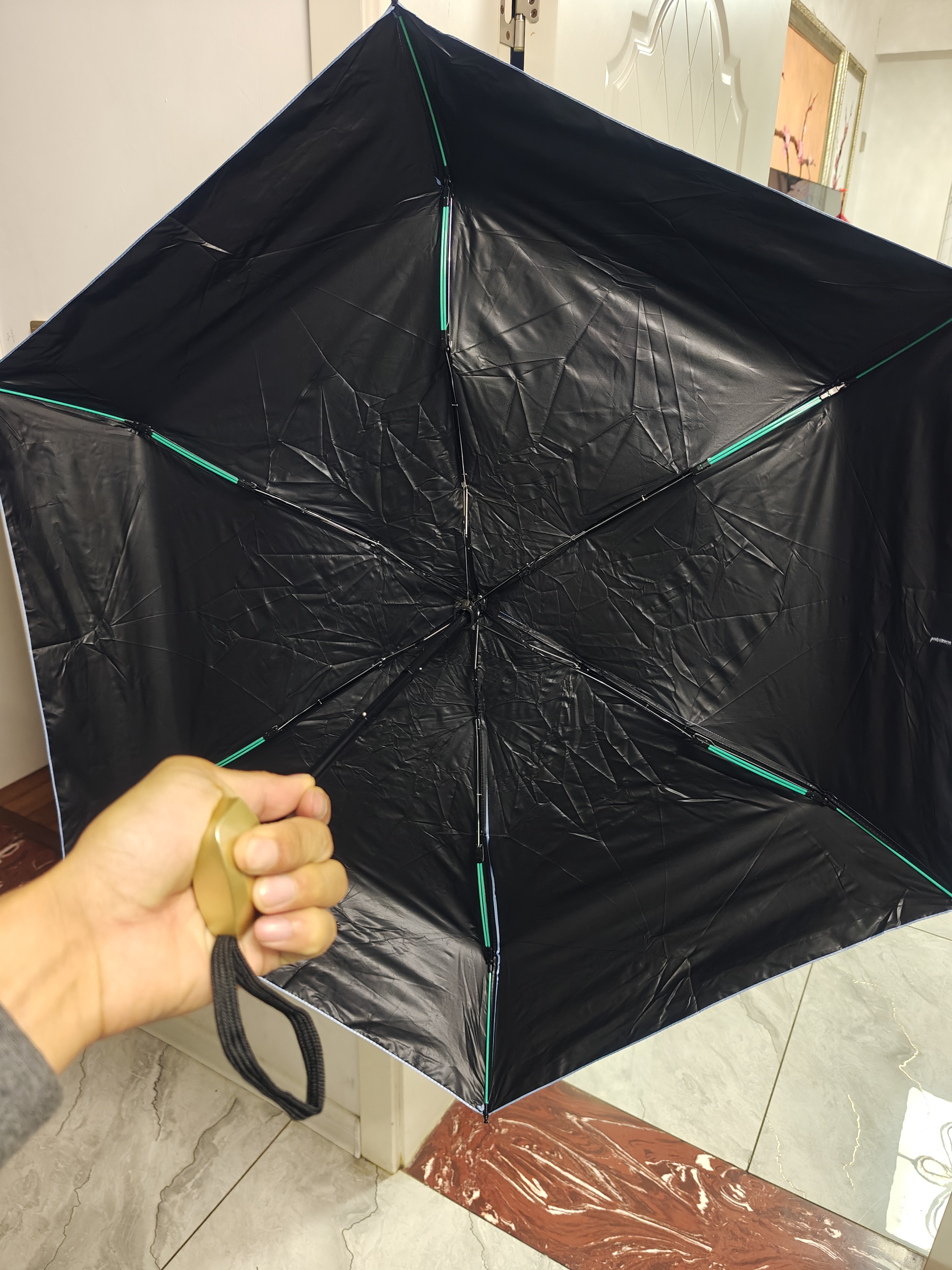 Jidaocook太阳伞防晒防紫外线遮阳晴雨伞两用女迷你五折叠小巧便携遮阳伞 蓝色【小巧便携 可放包里】 扁五折UFP50+ 实拍图