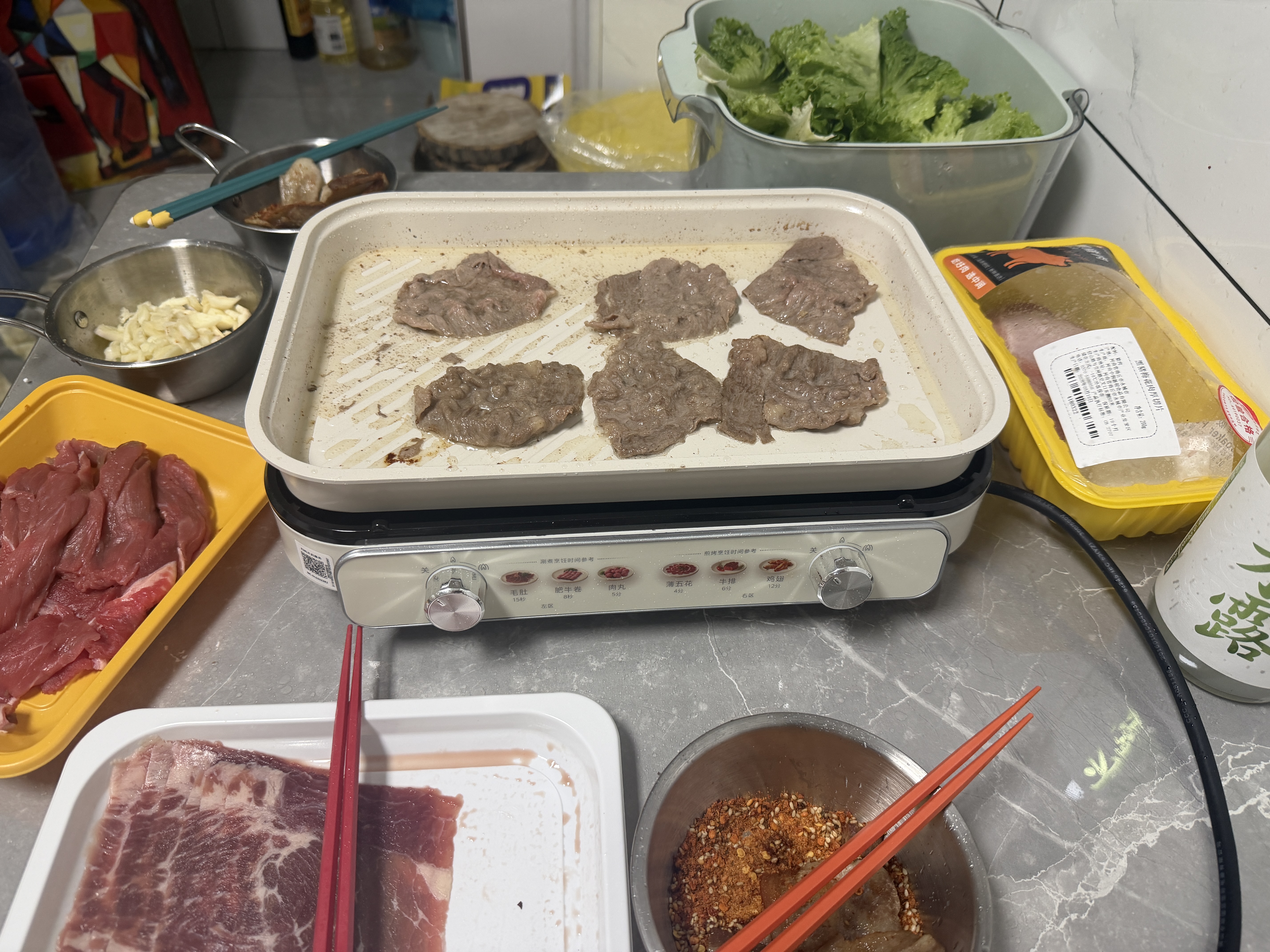 美的（Midea）电火锅鸳鸯锅烤肉锅火锅0氟涂层超薄速沸电火锅多功能锅料理锅分体6.5L多用途锅DLS3322R2 实拍图
