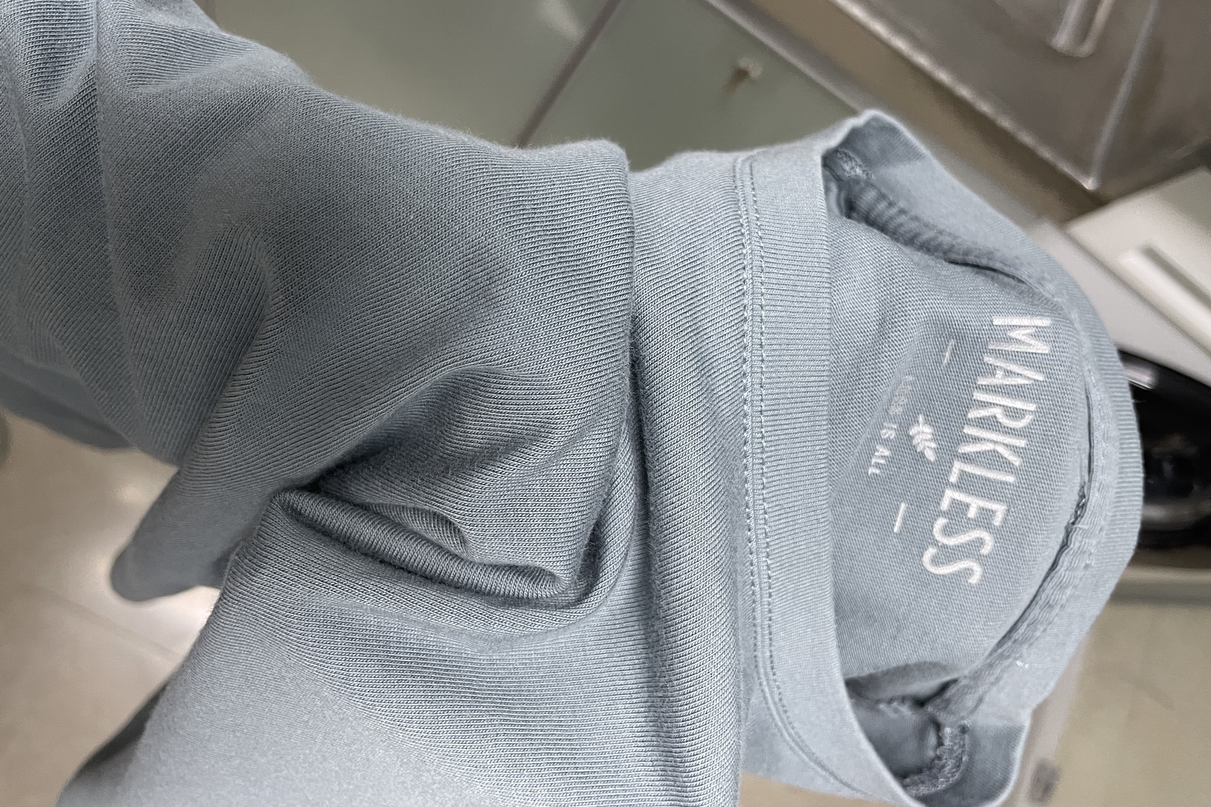 MARKLESS【安心品质】纯棉亲肤T恤男士纯色短袖打底衫5630 夕雾蓝 L 实拍图