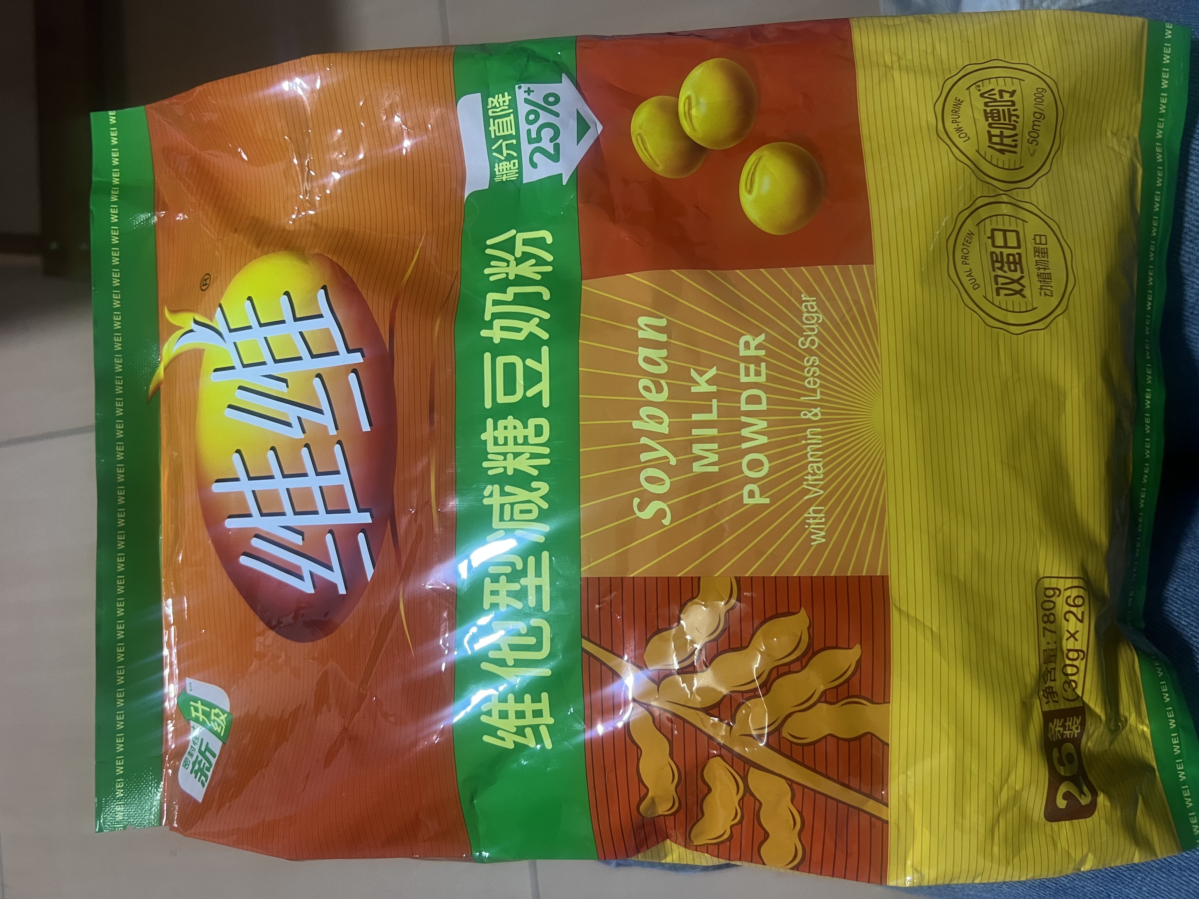 维维维他型减糖豆奶粉780g低嘌呤营养早餐多重营养非转基因大豆冲调 实拍图
