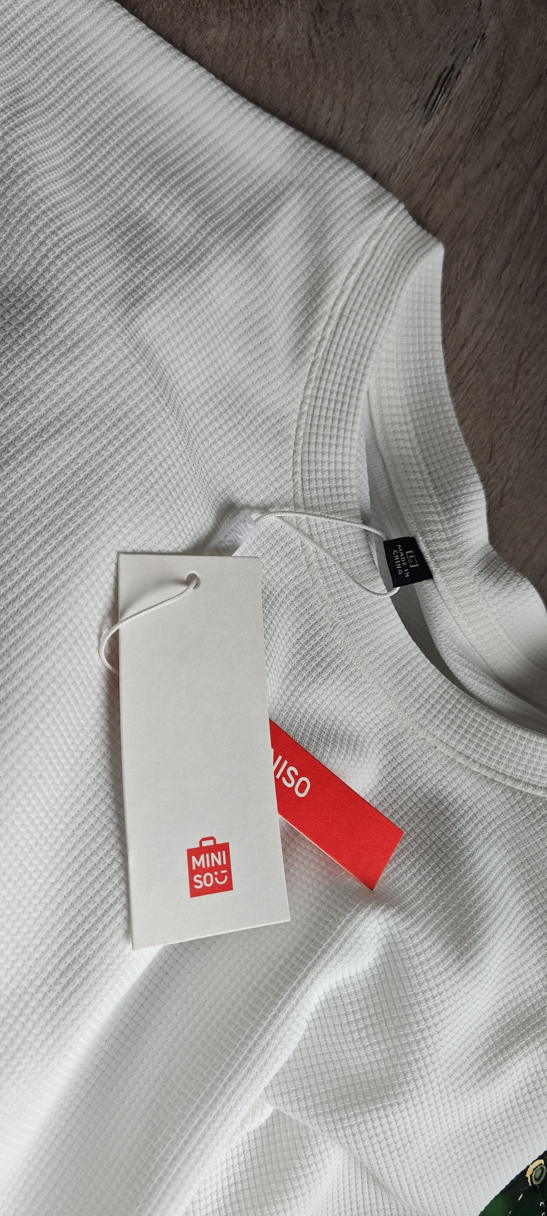 名创优品（MINISO）华夫格短袖男夏季重磅潮流2026新款青少年休闲抗皱t恤 白 L 实拍图