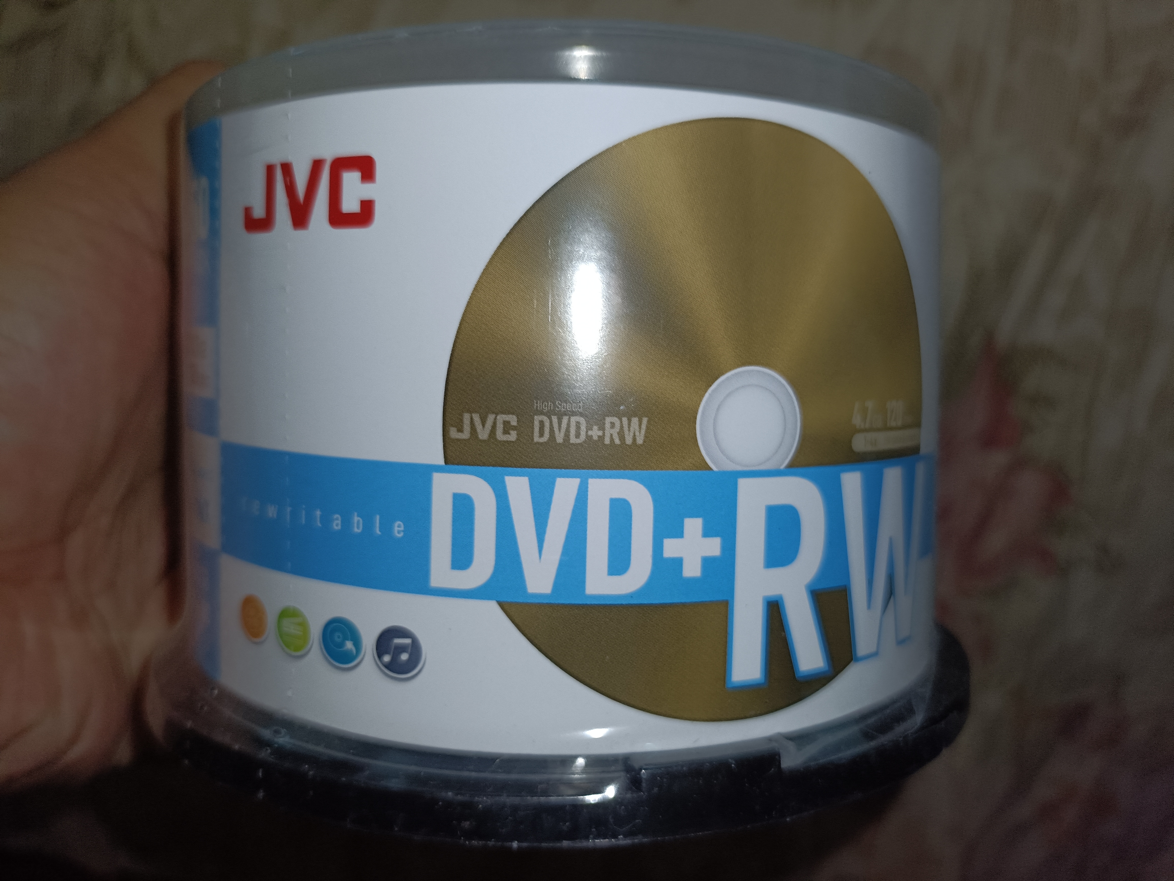 杰伟世（JVC）可重复刻录光盘DVD+RW可擦写光盘 4速4.7GB 空白碟片 金融合规/医疗影像/档案管理 50片桶裝 实拍图