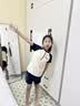 羽克儿童泳衣女童2026新款两件套保守分体式中大童学生速干训练泳装 米白色 165 (2XL-建议150-165重90-112斤）带胸垫 实拍图