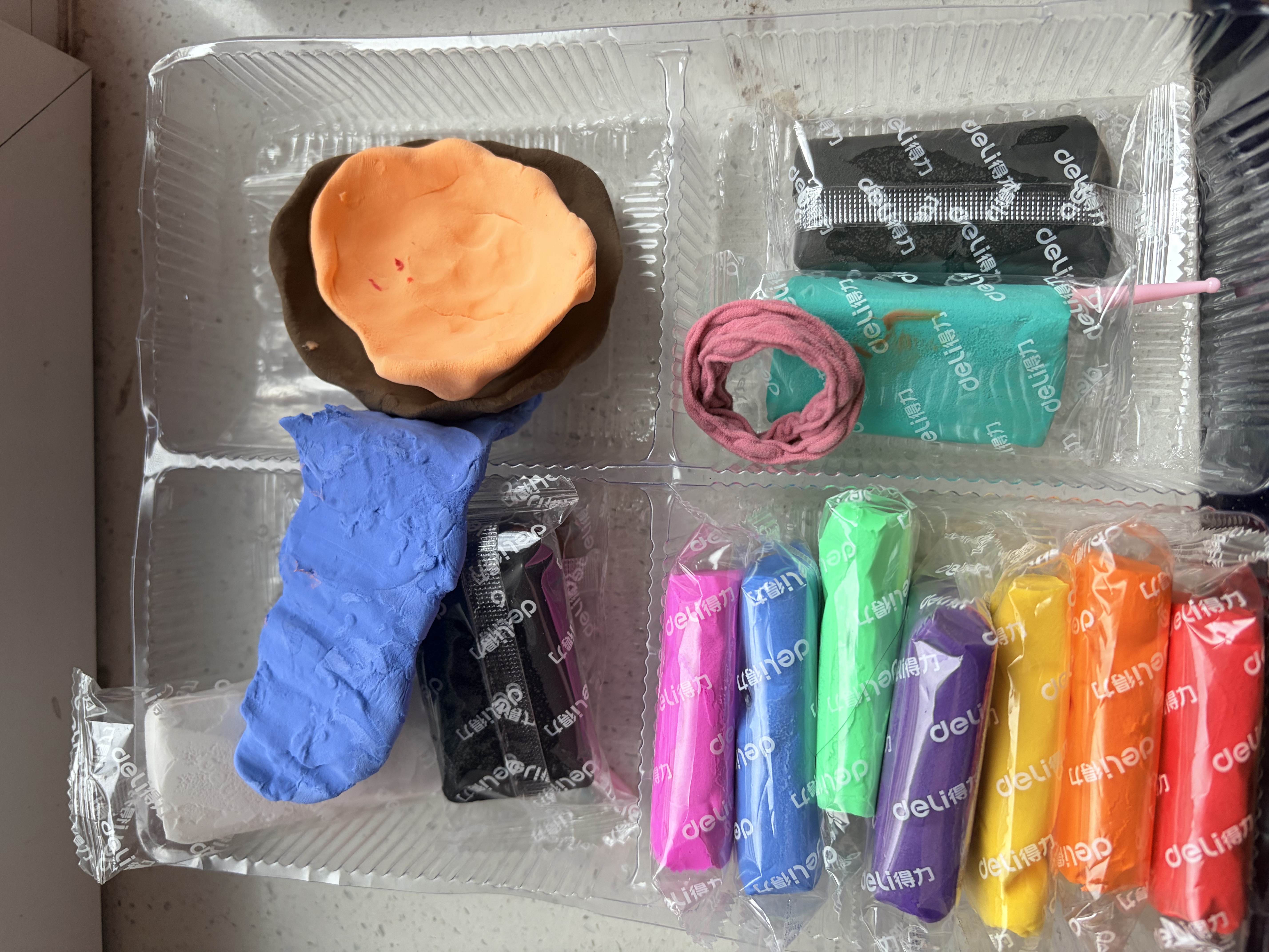 得力24色4D超轻粘土彩泥橡皮泥黏土美术手工DIY起泡胶塑型玩具太空沙10g/袋 男女孩生日开学礼物 实拍图