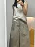 优衣库棉麻条纹层叠连衣裙/无袖女装/裙子484787 01 乳白色 S 实拍图